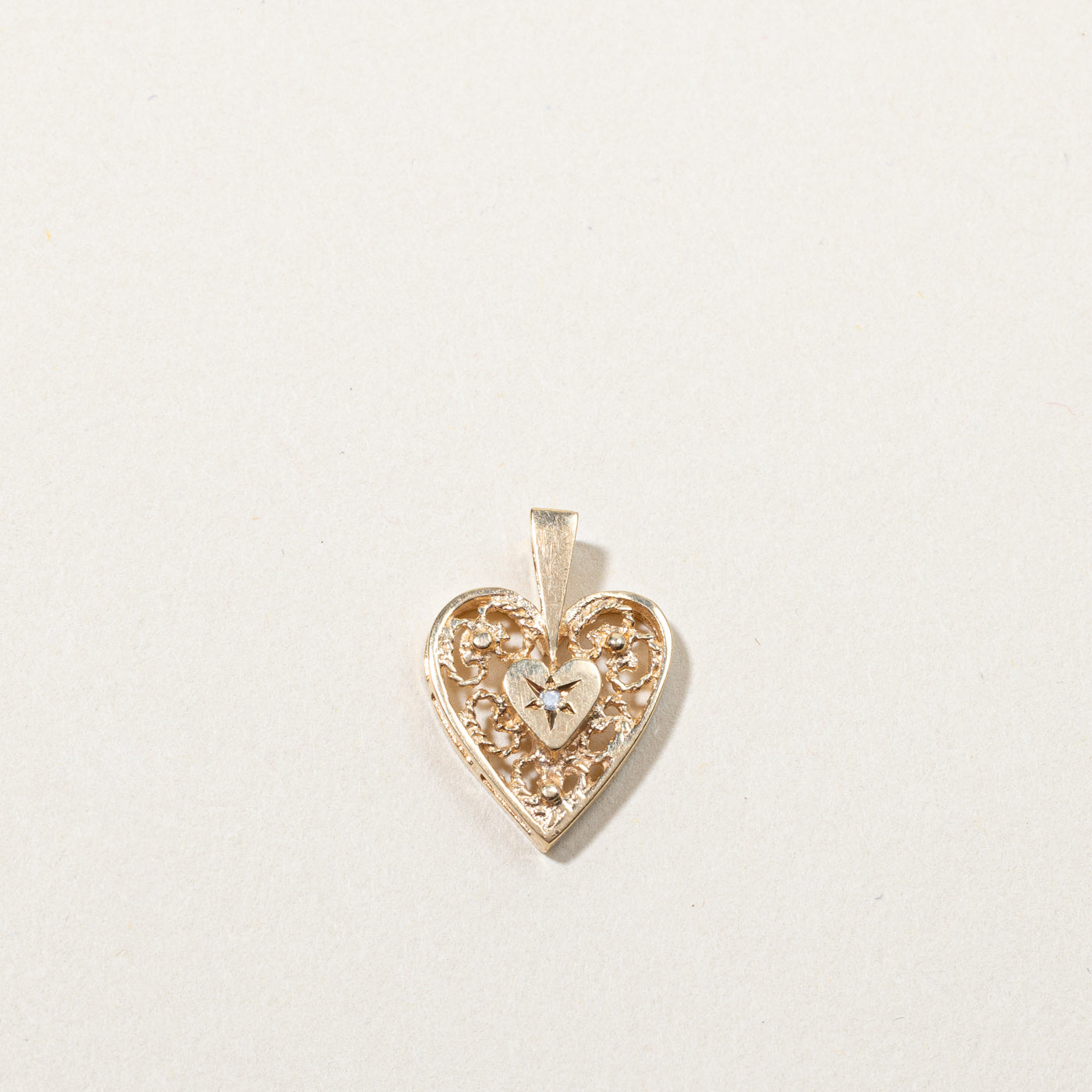 Filigree Heart Diamond Pendant | 0.01ct |