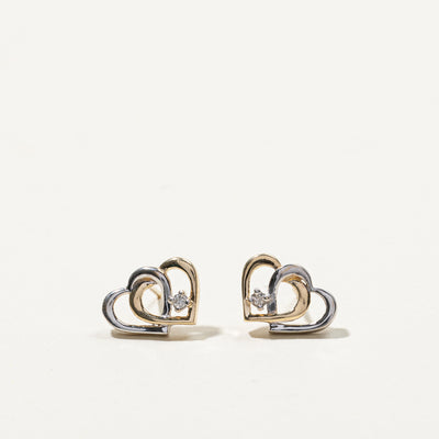 Double Heart Diamond Studs | 0.02ctw |