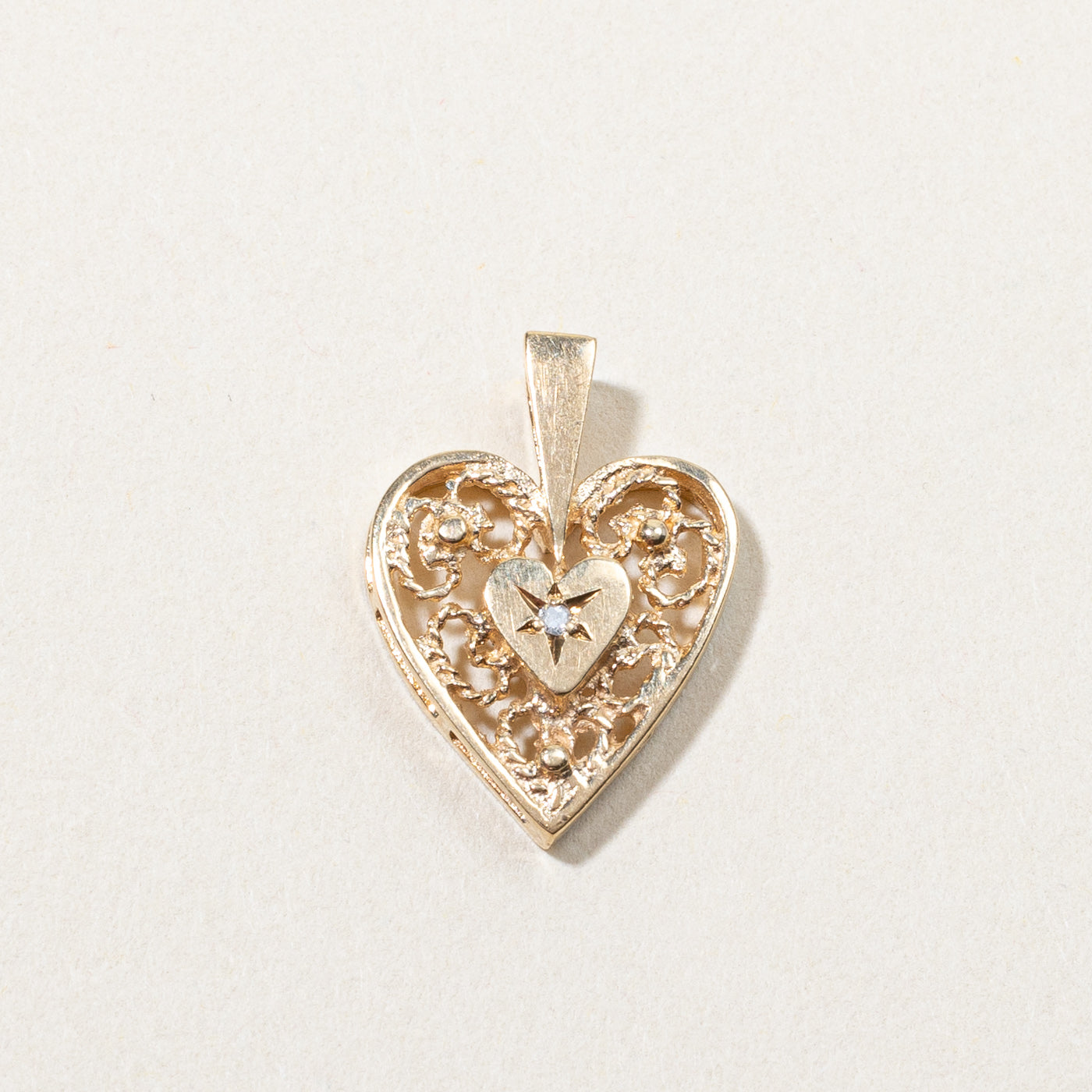 Filigree Heart Diamond Pendant | 0.01ct |