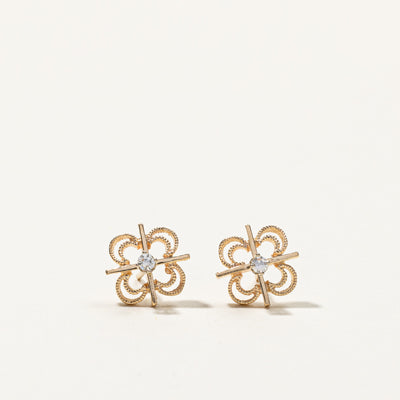 Diamond Filigree Gold Earrings | 0.04ctw |