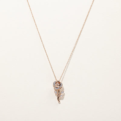 Diamond Rose Pendant Necklace | 0.12ctw | 17