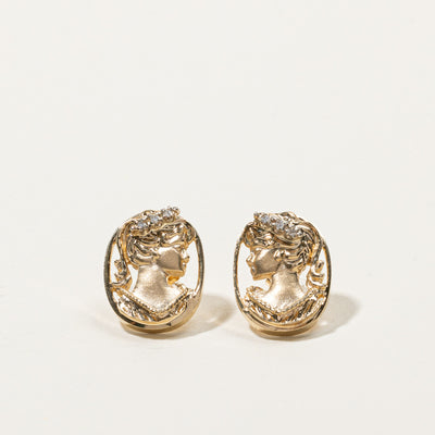 Diamond Lady Figure Design Earrings | 0.06ctw |