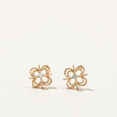 Diamond Filigree Gold Stud Earrings | 0.04ctw |