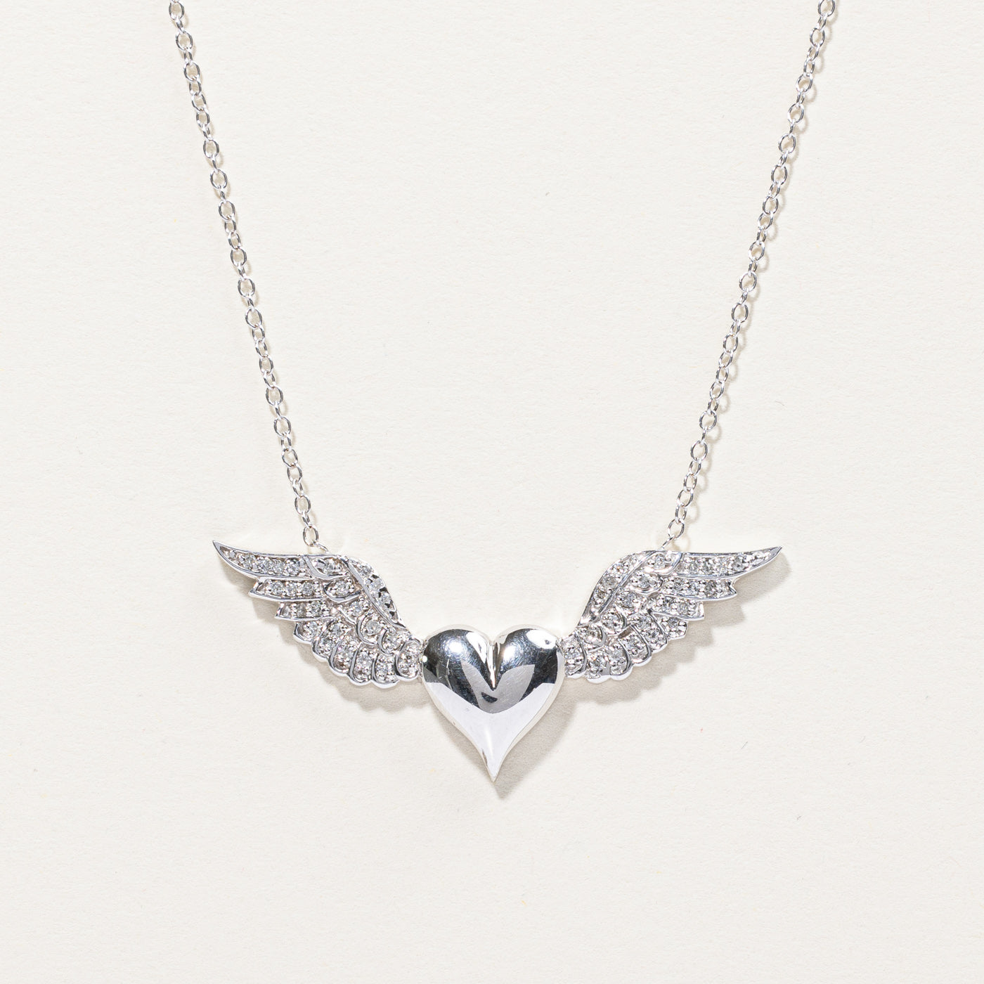 Heart with Wings Diamond Necklace | 0.40ctw | 16"|