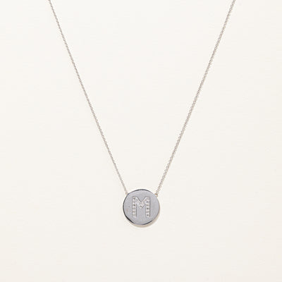 Diamond M Letter Necklace | 0.06ctw | 16