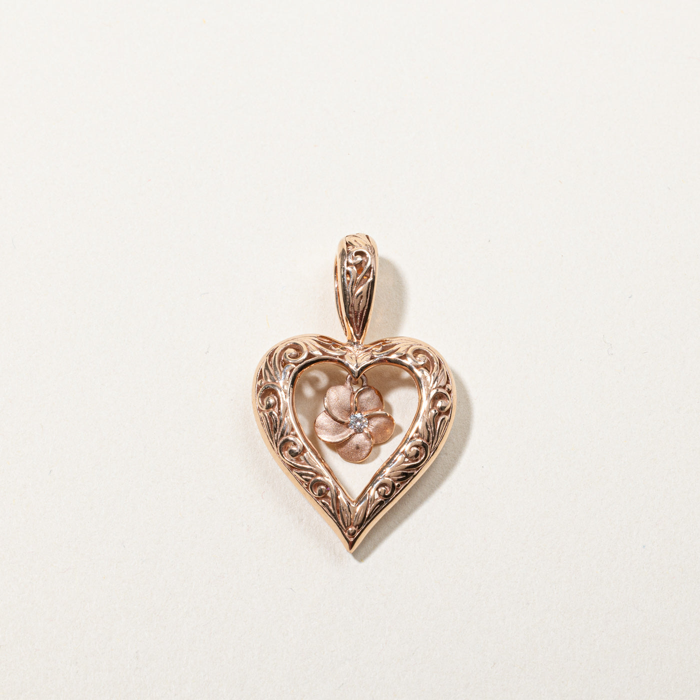Rose Gold Heart Diamond Pendant | 0.03ct |