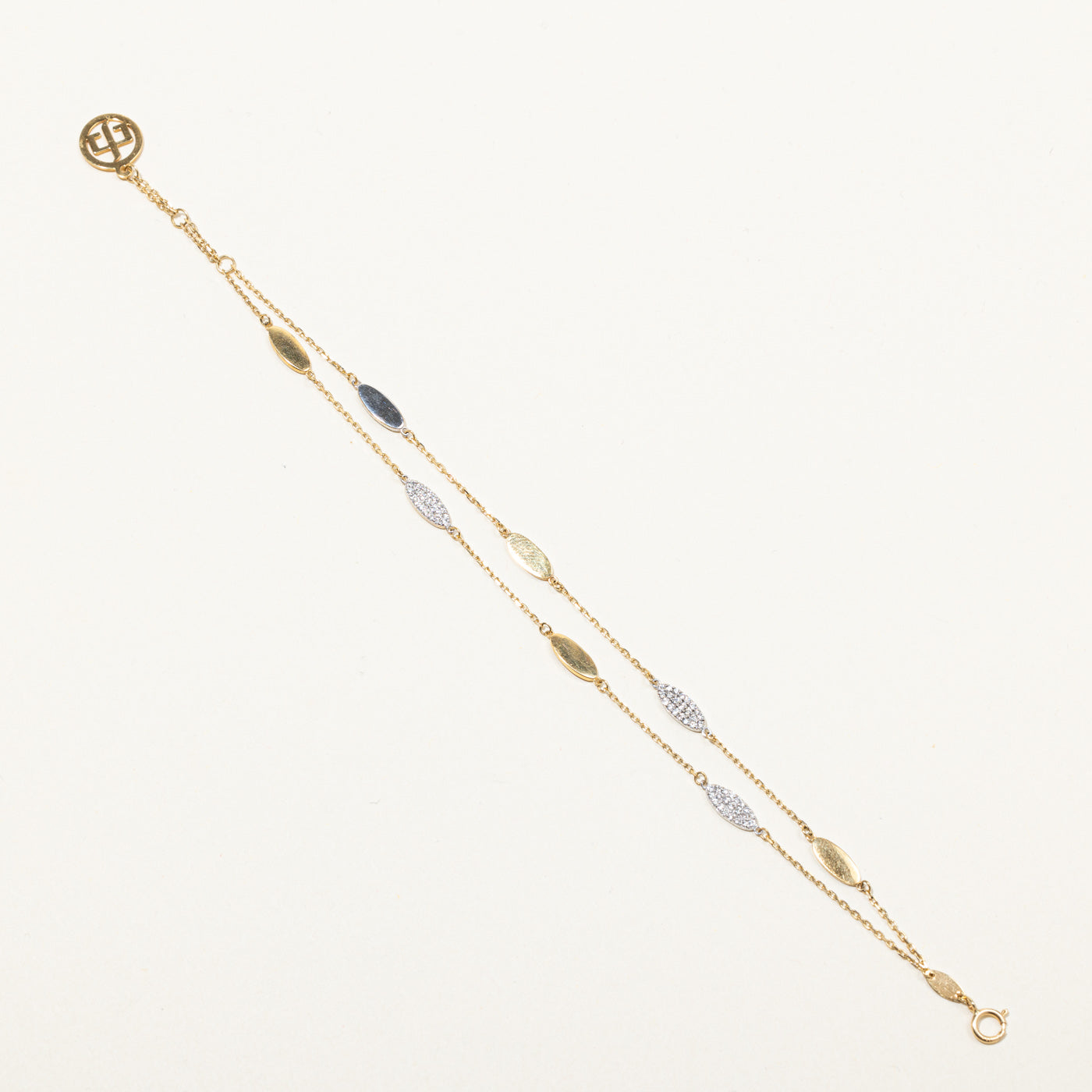 Two Tone Gold Diamond Chain Bracelet | 0.26ctw | 8"|