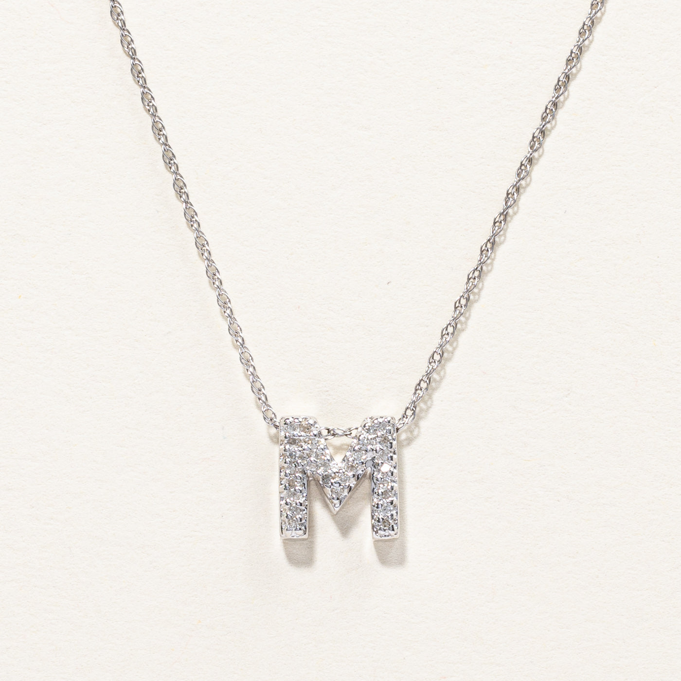 Diamond M Letter Pendant Necklace | 0.06ctw | 18"|