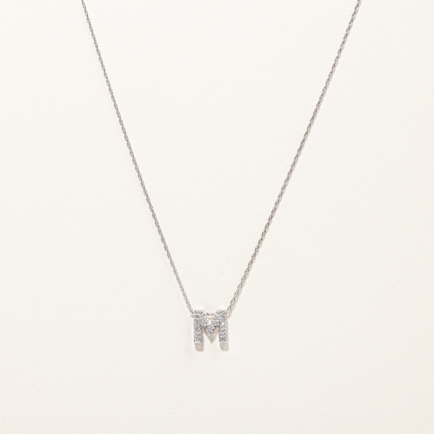 Diamond M Letter Pendant Necklace | 0.06ctw | 18"|