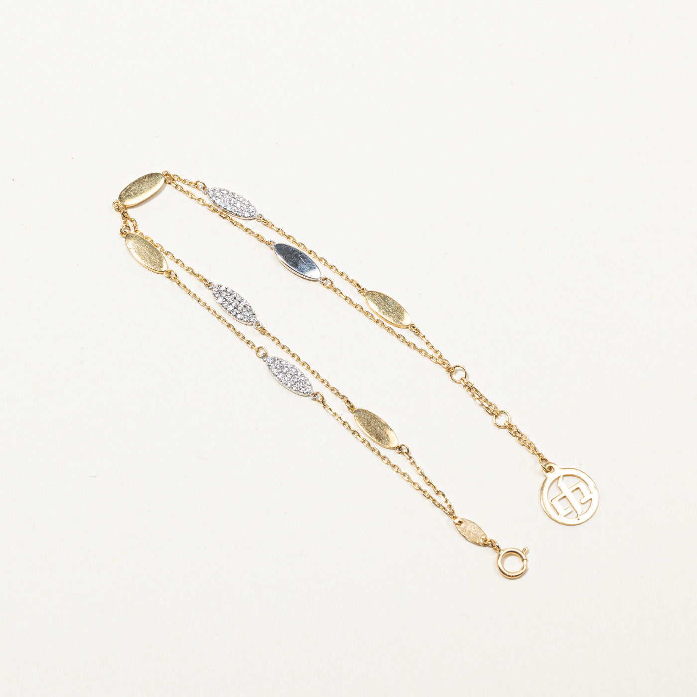 Two Tone Gold Diamond Chain Bracelet | 0.26ctw | 8"|