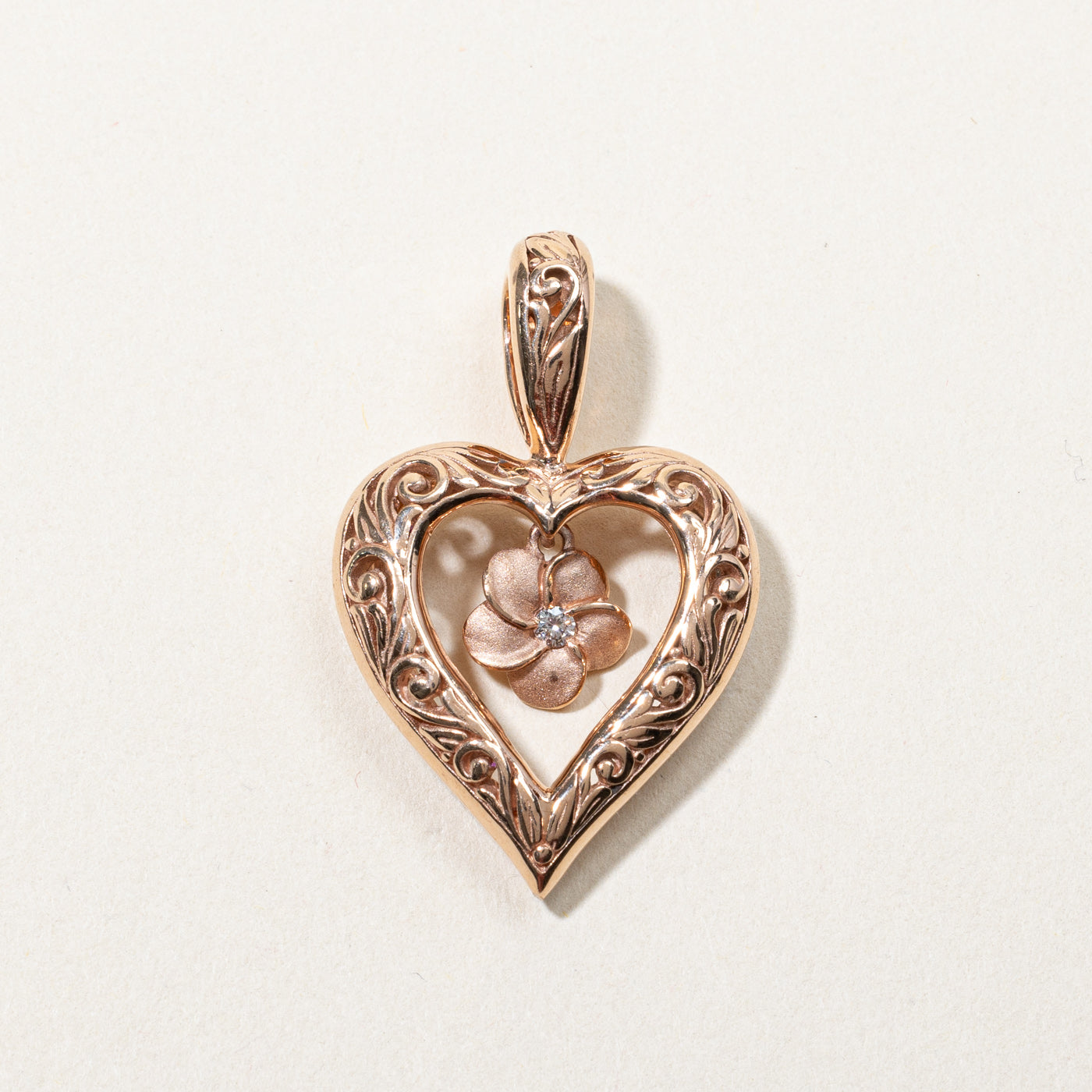Rose Gold Heart Diamond Pendant | 0.03ct |