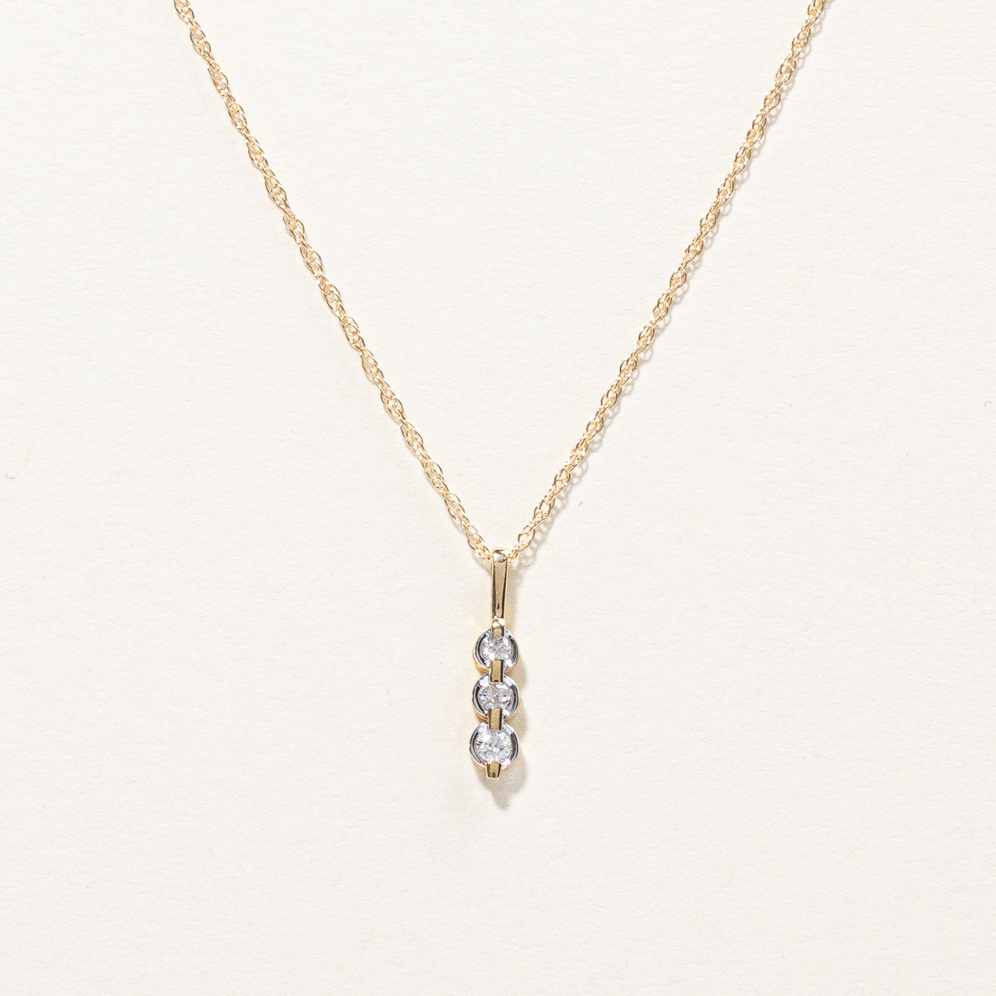 Three Stone Diamond Pendant Necklace | 0.06ctw | 16"|