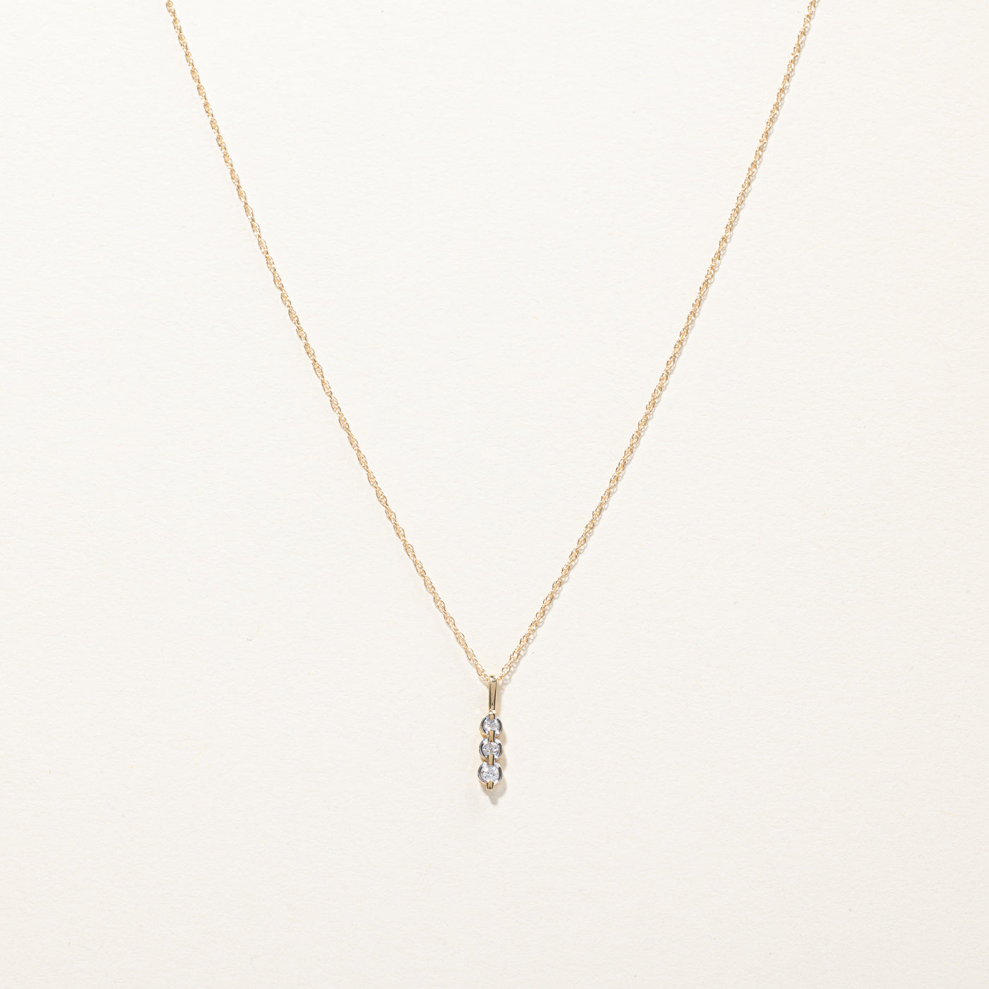 Three Stone Diamond Pendant Necklace | 0.06ctw | 16"|