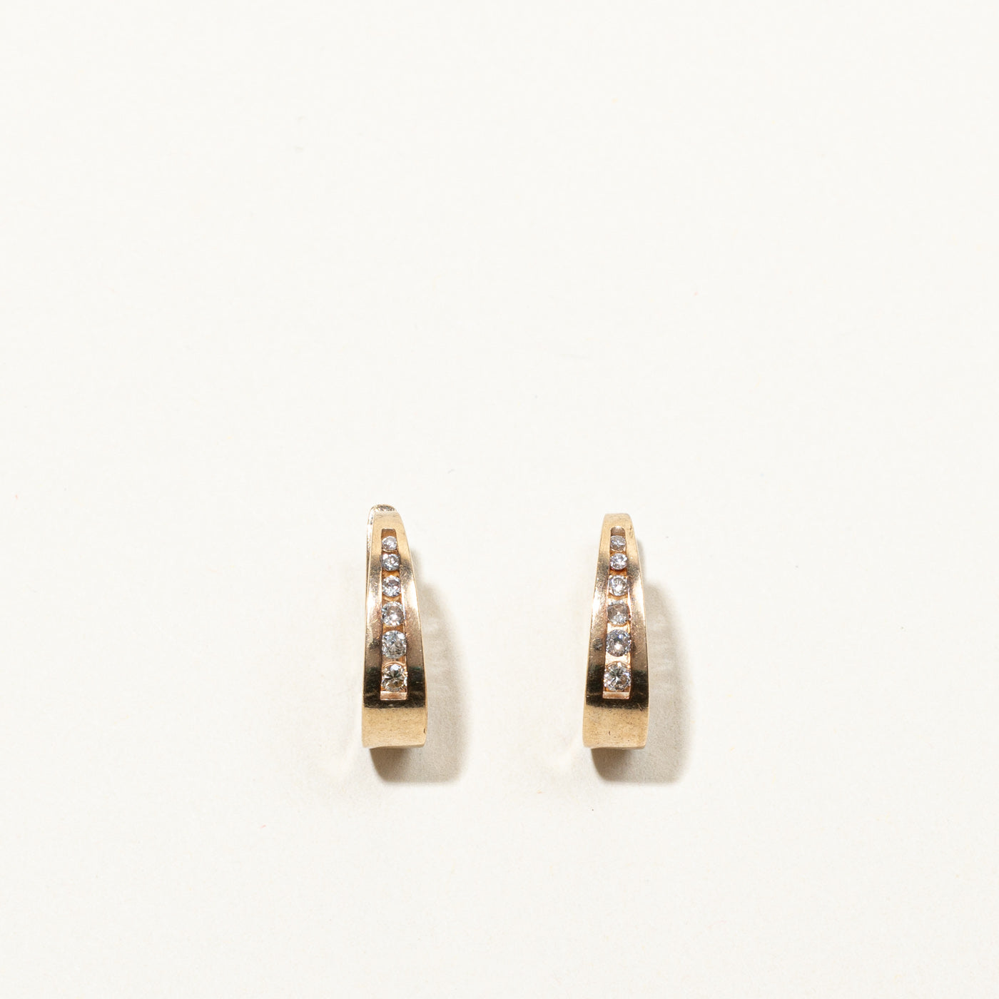 Channel Set Diamond Huggie Earrings | 0.20ctw |