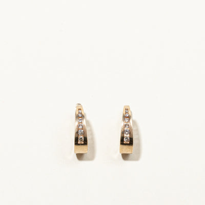 Channel Set Diamond Huggie Earrings | 0.20ctw |