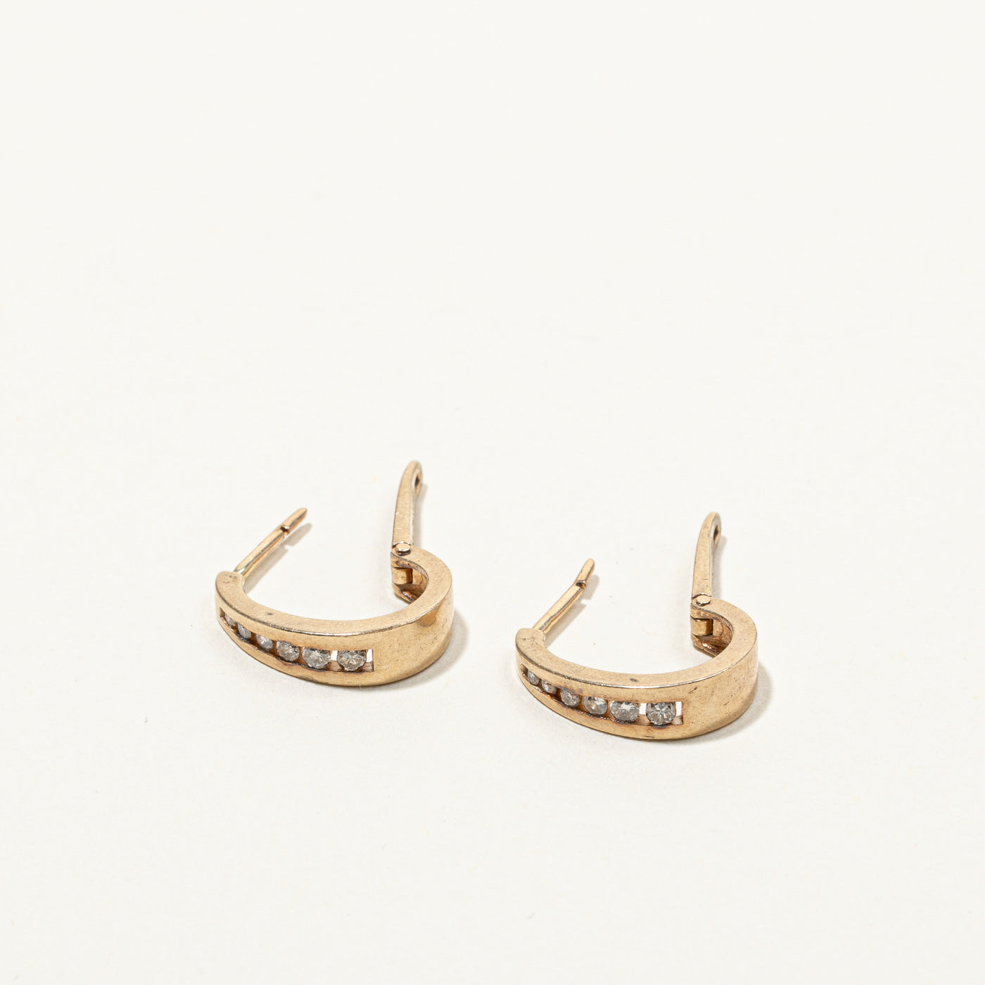 Channel Set Diamond Huggie Earrings | 0.20ctw |