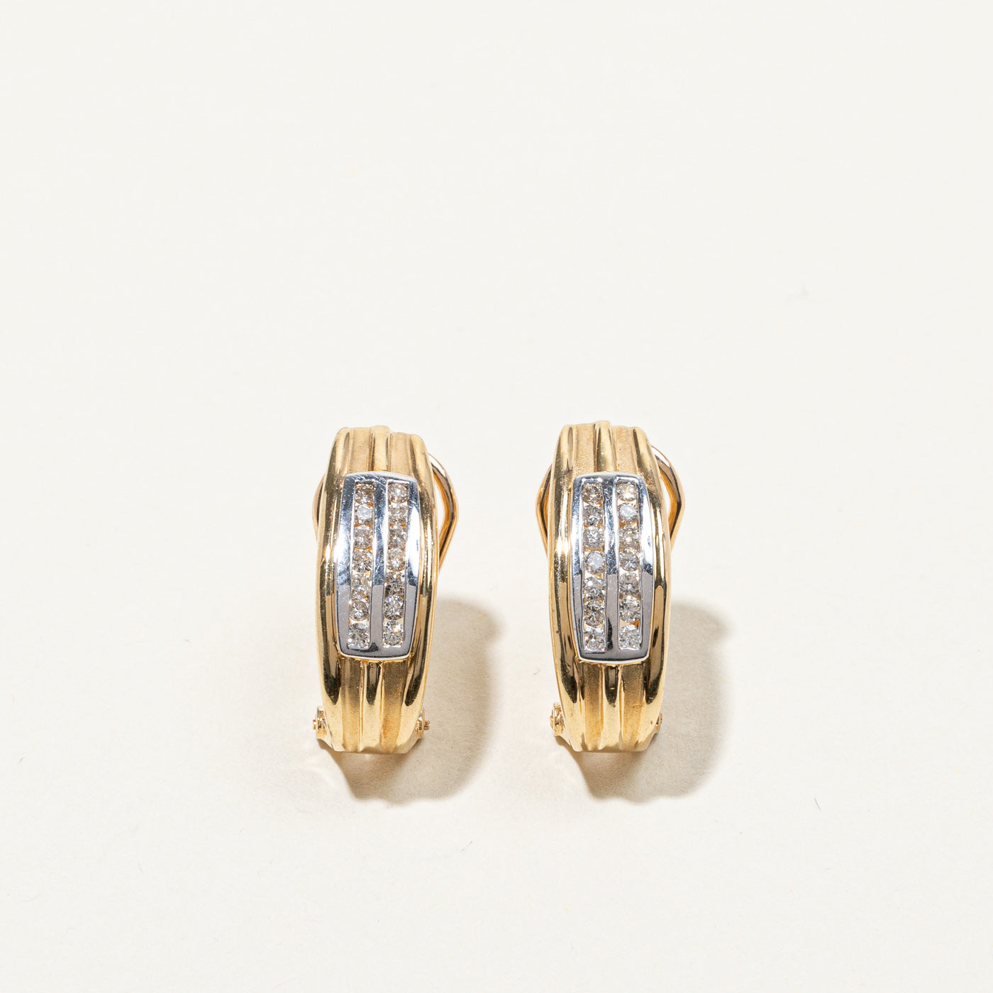 Channel Set Diamond Huggie Earrings | 0.28ctw |