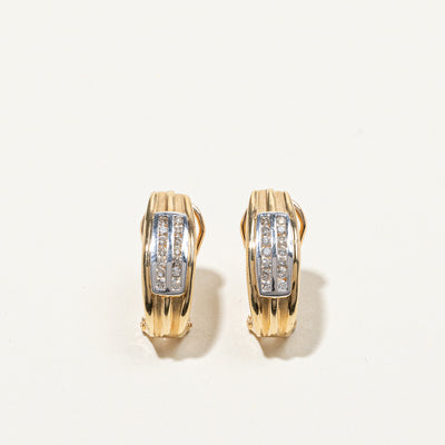 Channel Set Diamond Huggie Earrings | 0.28ctw |