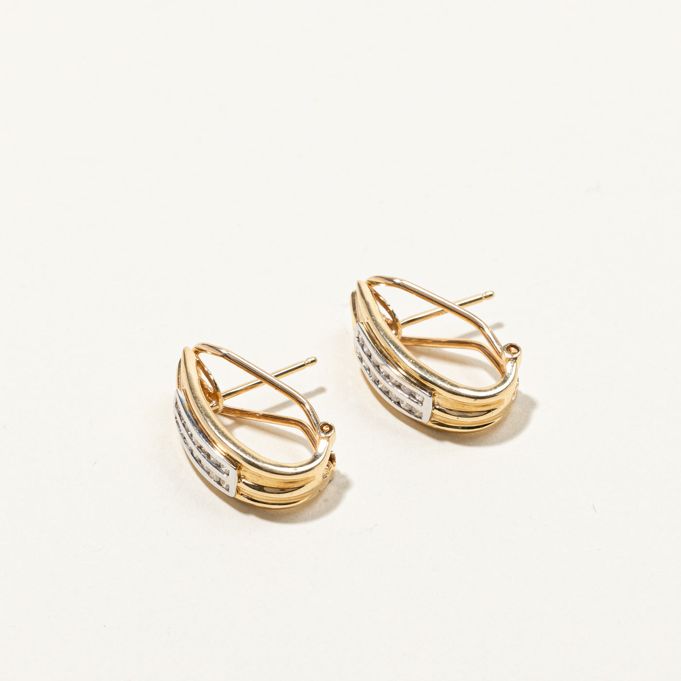 Channel Set Diamond Huggie Earrings | 0.28ctw |