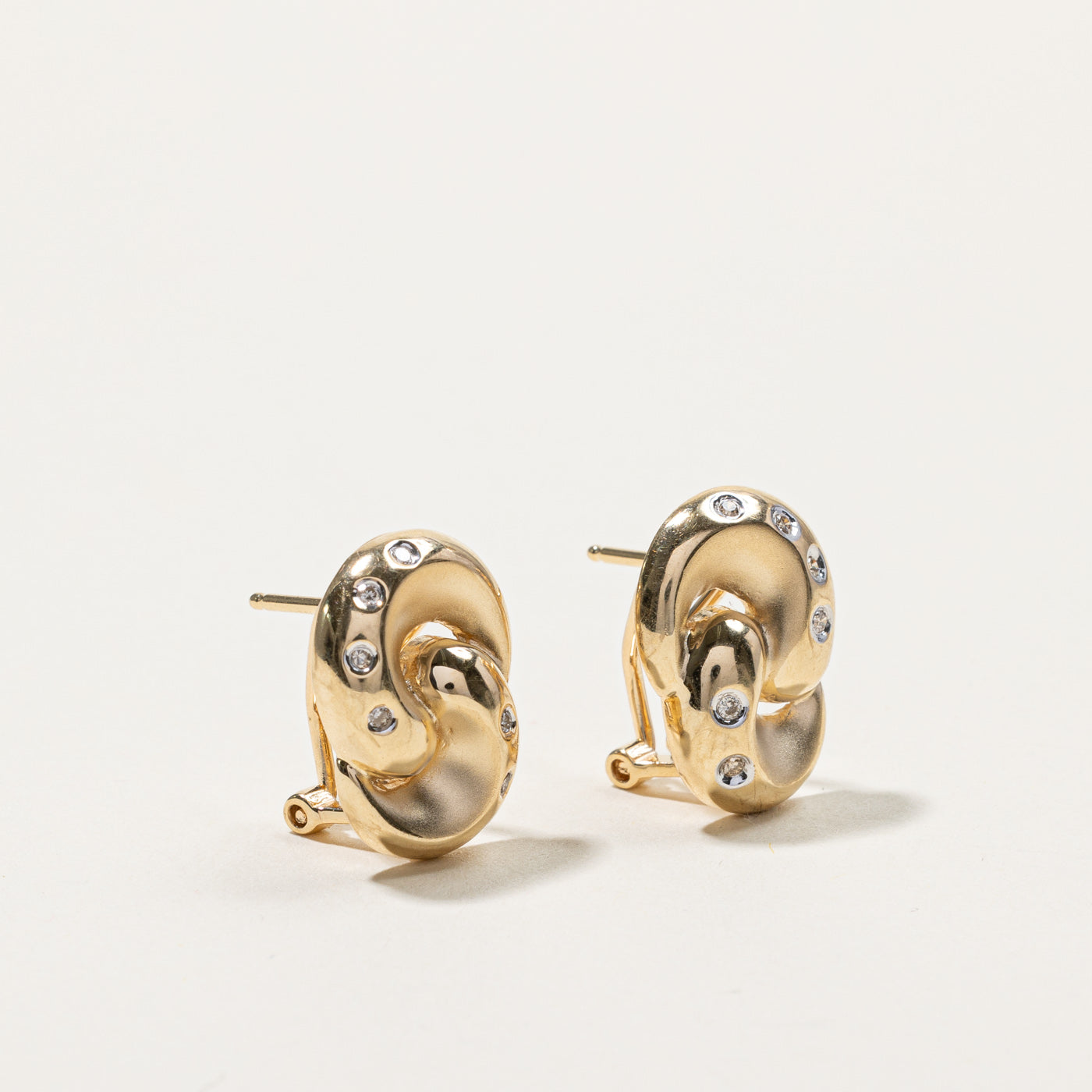 Flush Set Diamond Knot Earrings | 0.12ctw |