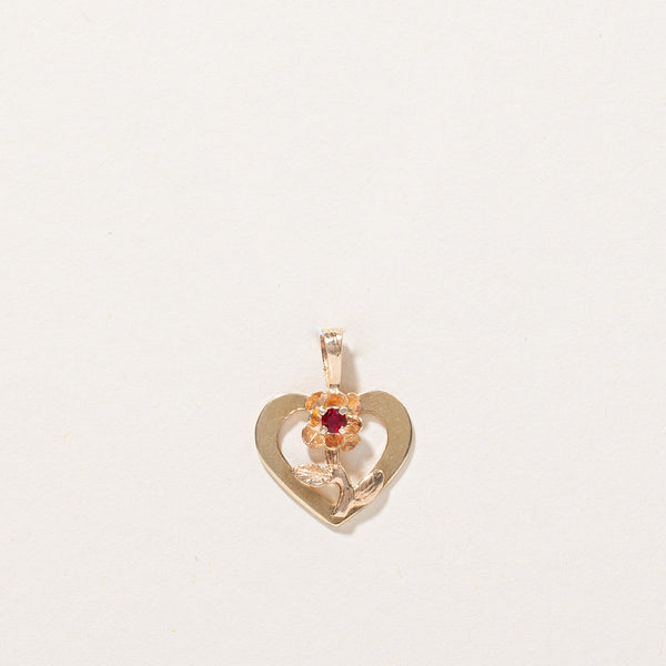 Paste Glass Heart & Rose Pendant | 0.01ct |