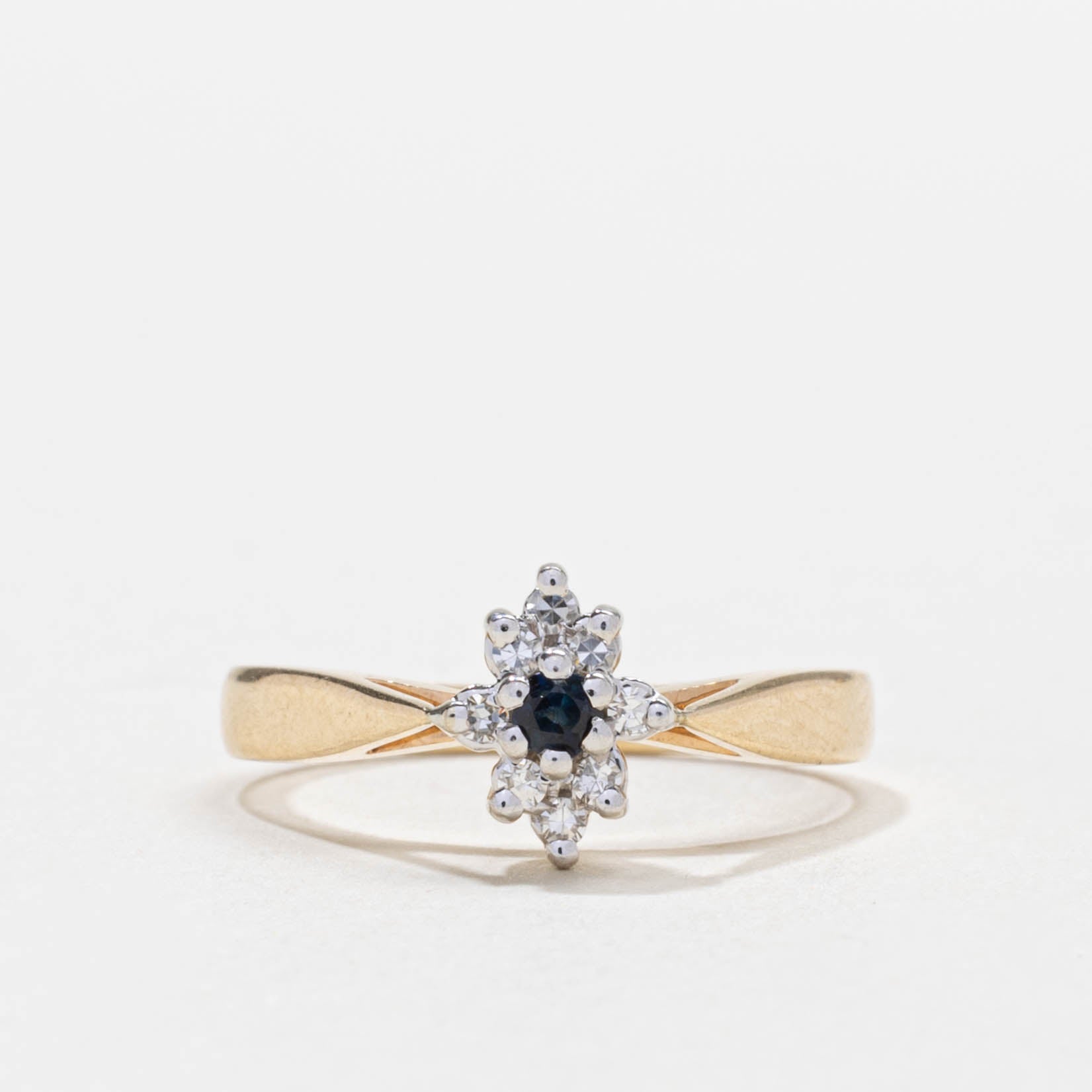 14k Sapphire & Diamond Petal Cluster Ring | SZ 6.25