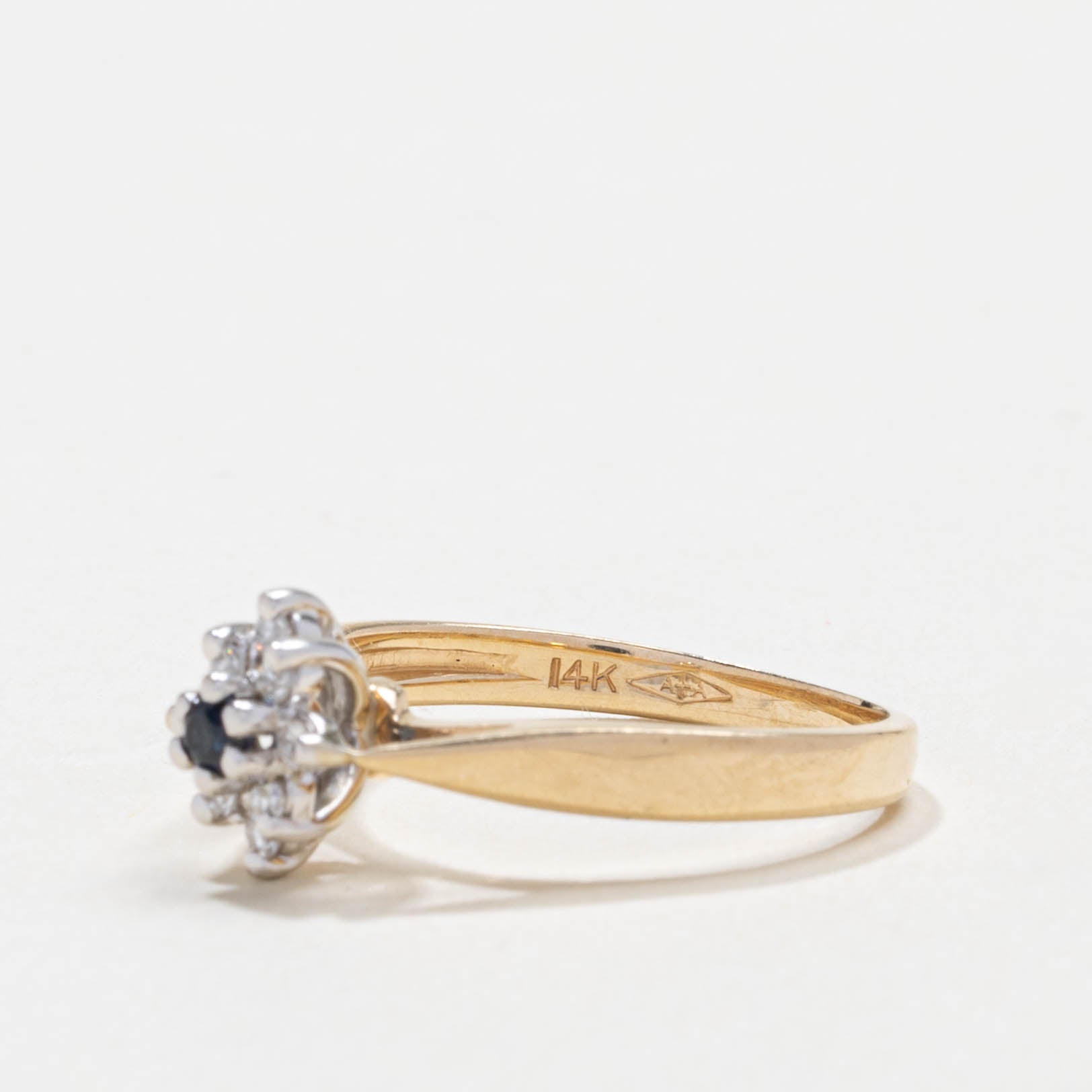 14k Sapphire & Diamond Petal Cluster Ring | SZ 6.25