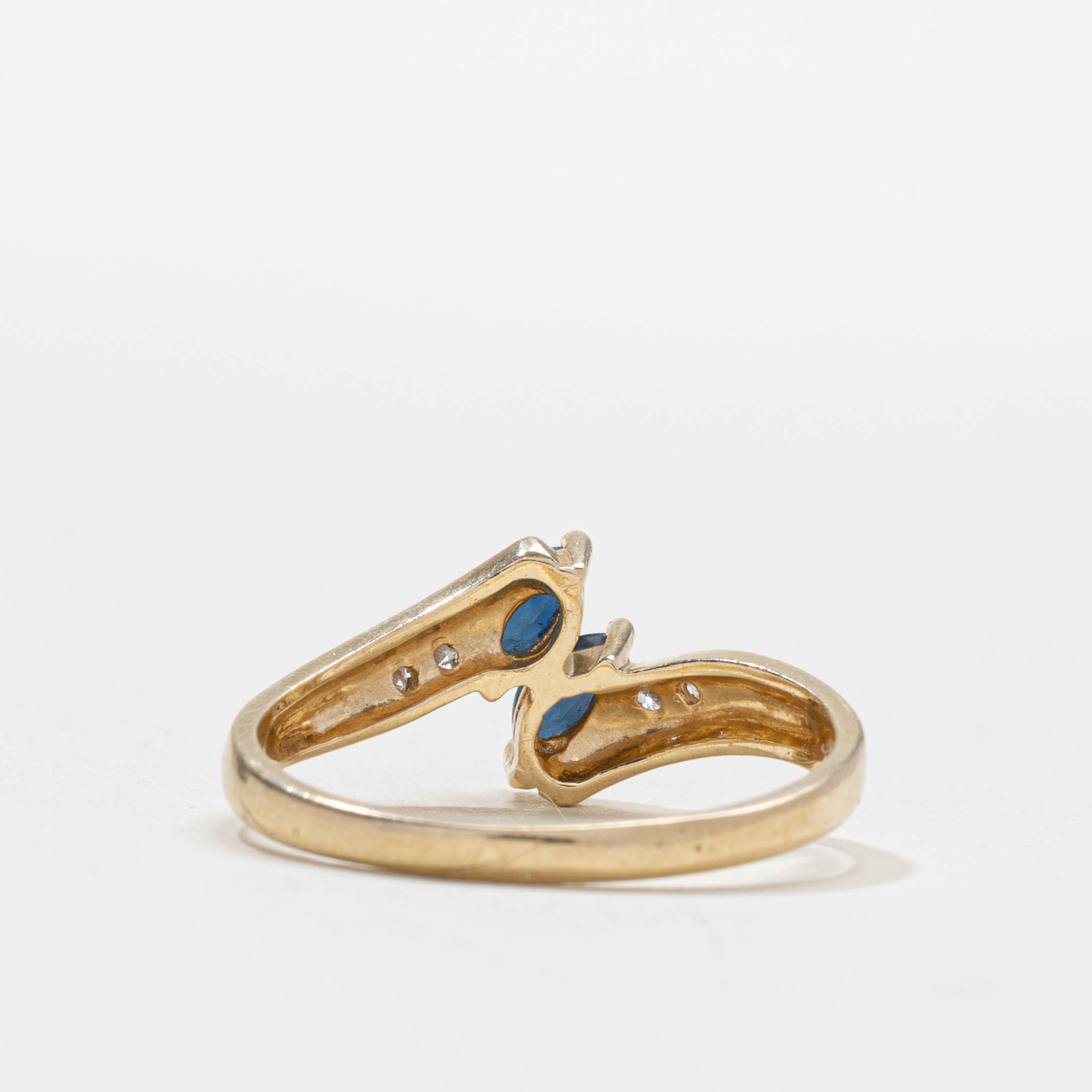 14k Two Stone Sapphire Bypass Ring | SZ 8