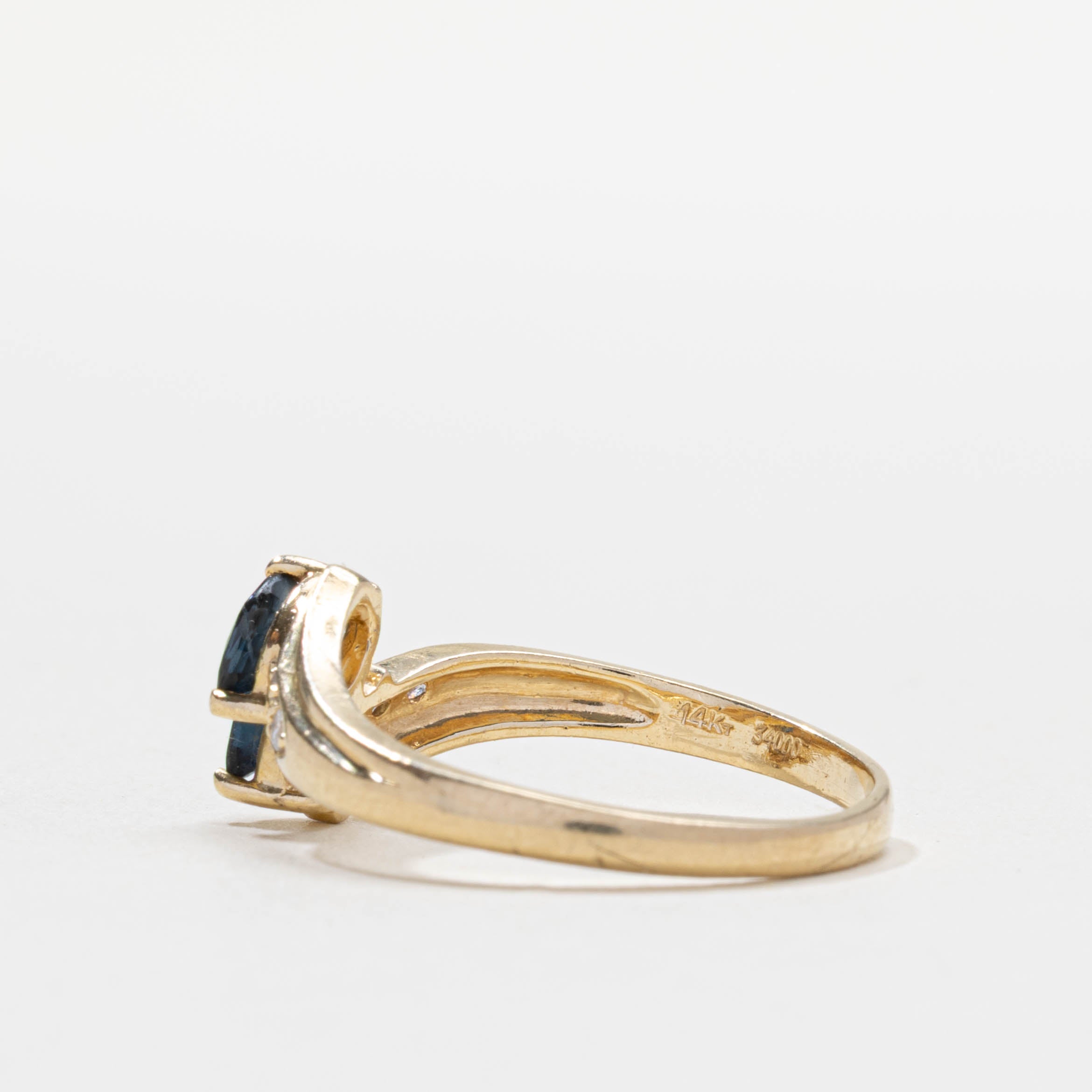 14k Two Stone Sapphire Bypass Ring | SZ 8