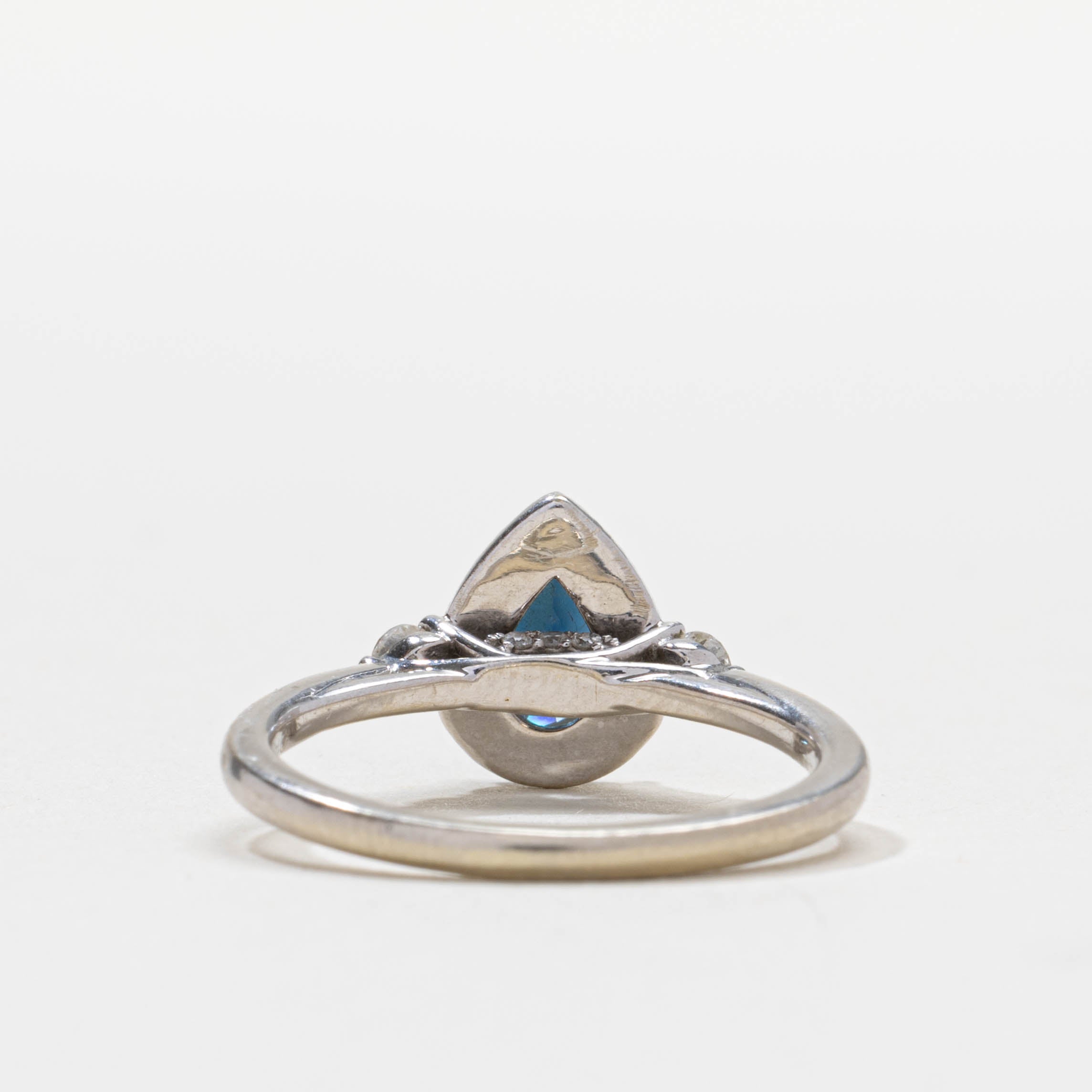 14k Pear Cut Sapphire & Diamond Halo Ring | SZ 6.25