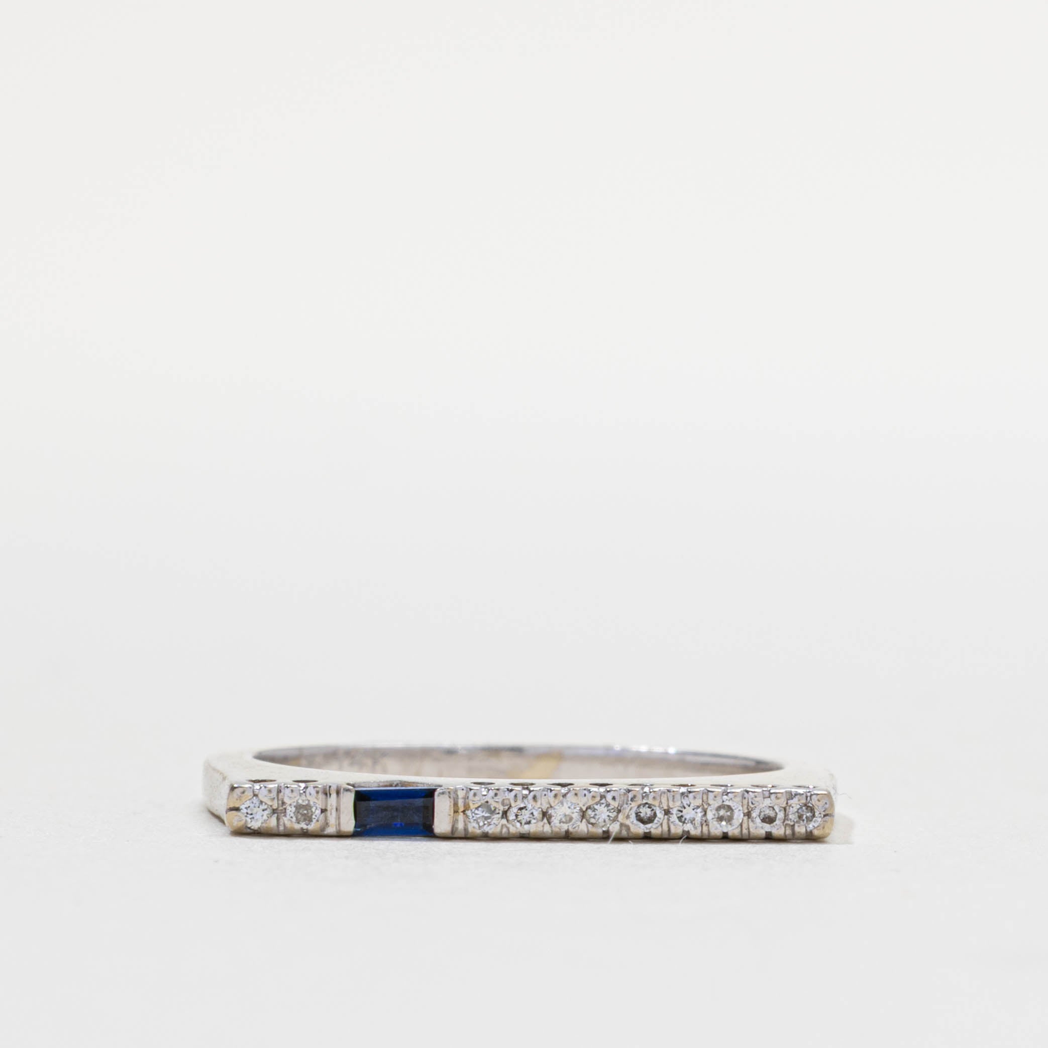 14k Sapphire & Diamond Squared Off Ring | 1.70mm | SZ 6.25
