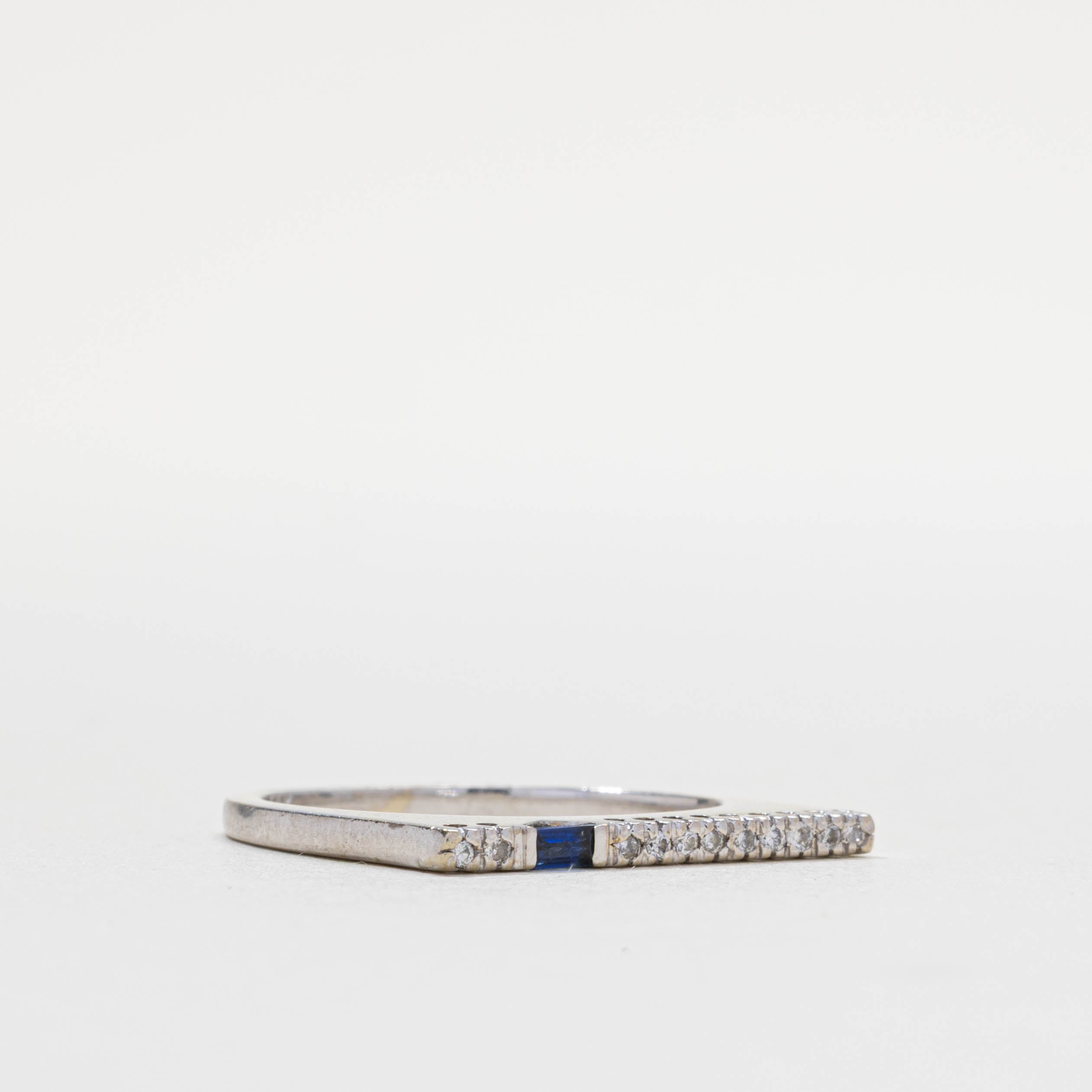 14k Sapphire & Diamond Squared Off Ring | 1.70mm | SZ 6.25
