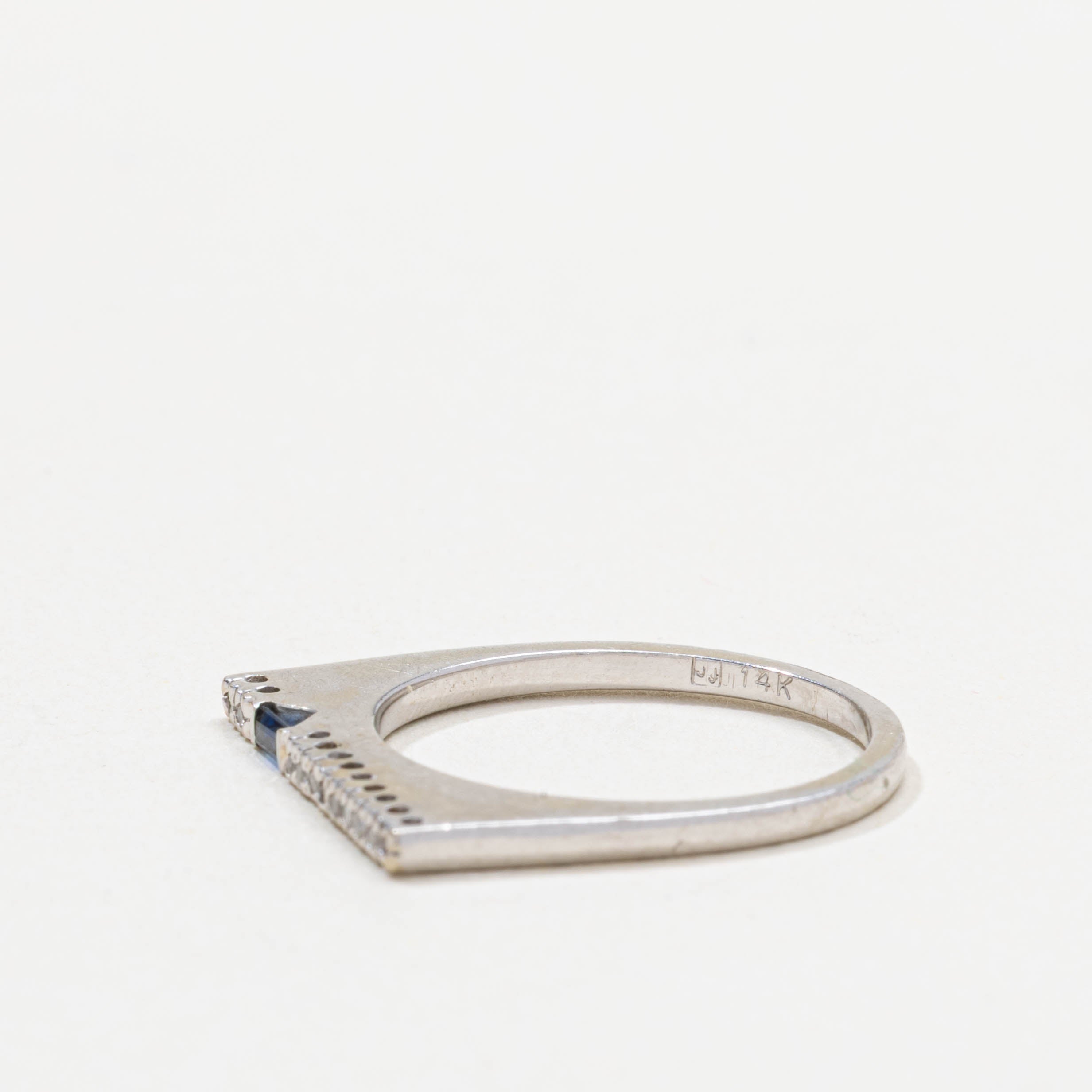 14k Sapphire & Diamond Squared Off Ring | 1.70mm | SZ 6.25