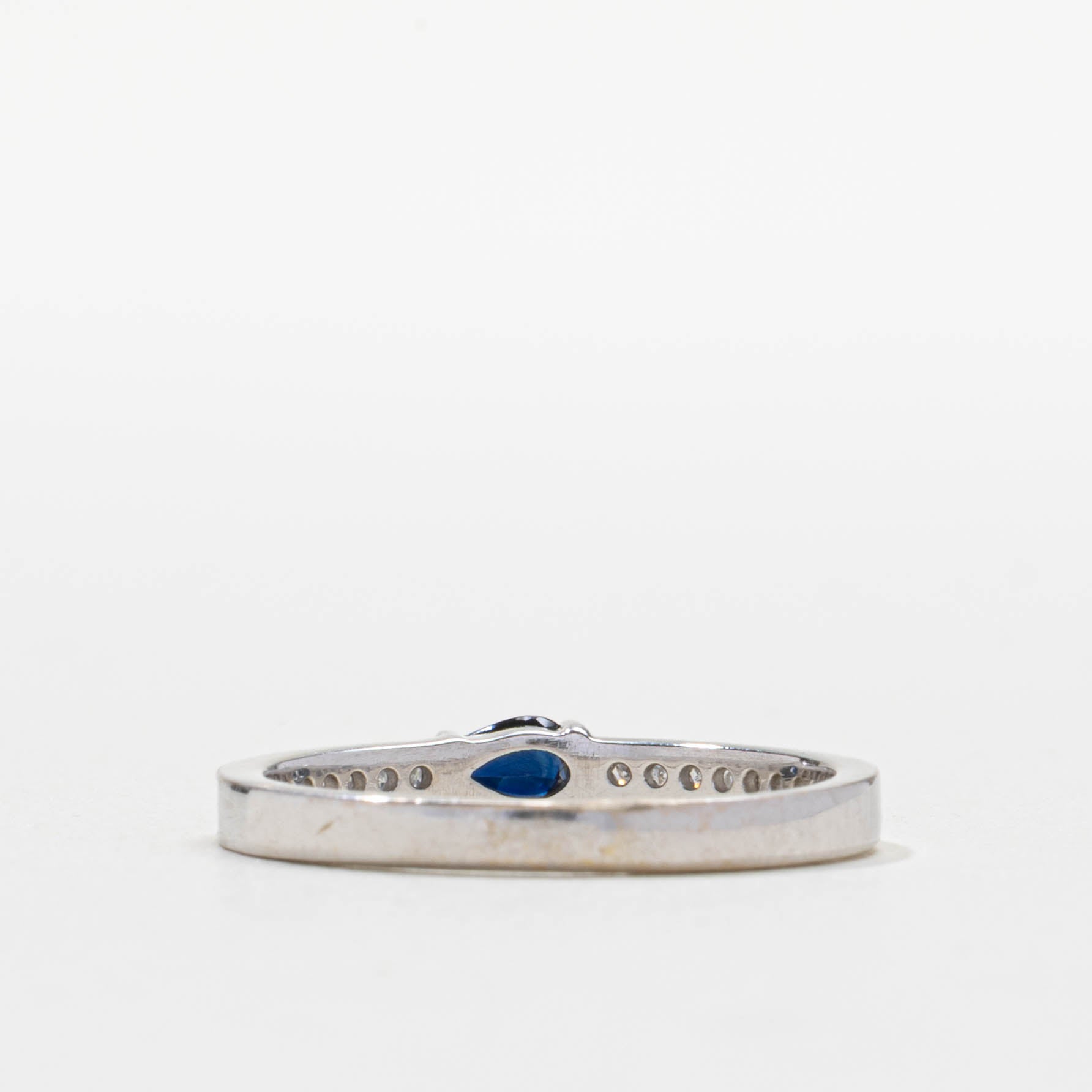 18k Pear Cut Sapphire & Diamond Accented Ring | SZ 6.75