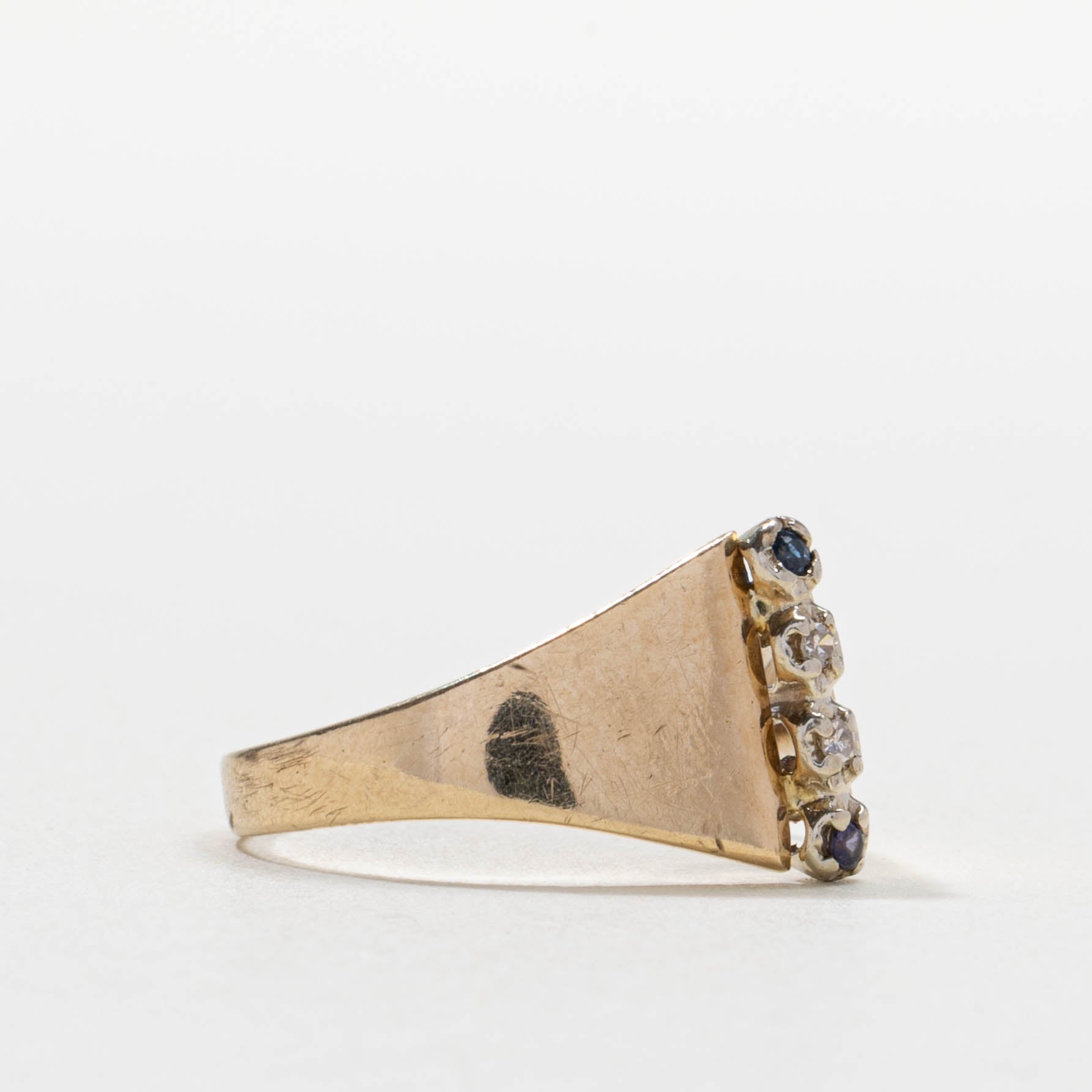 10k Four Stone Sapphire & Diamond Column Ring | SZ 6