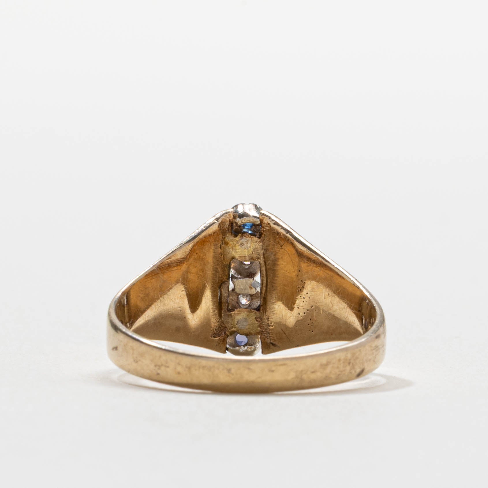 10k Four Stone Sapphire & Diamond Column Ring | SZ 6
