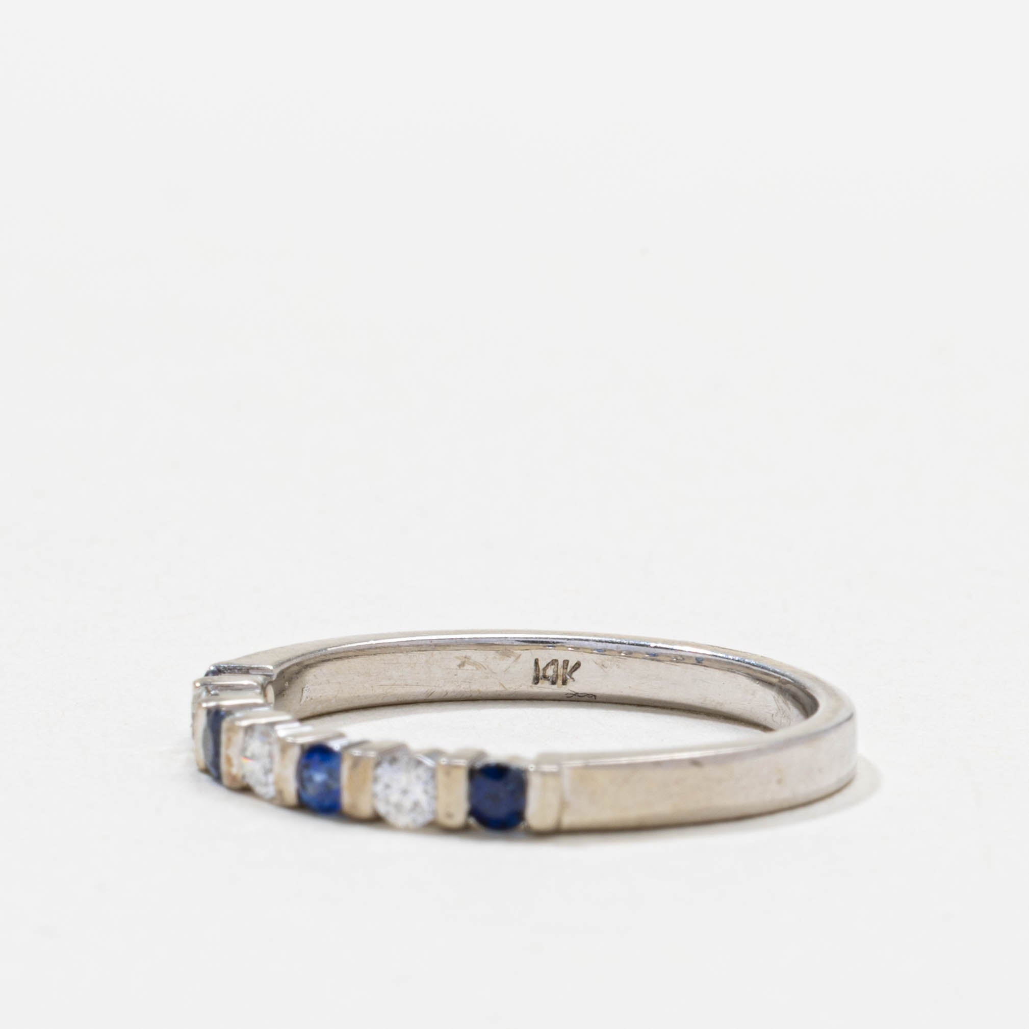 14k Synthetic Sapphire & Natural Diamond Band | 2.20mm | SZ 6.75