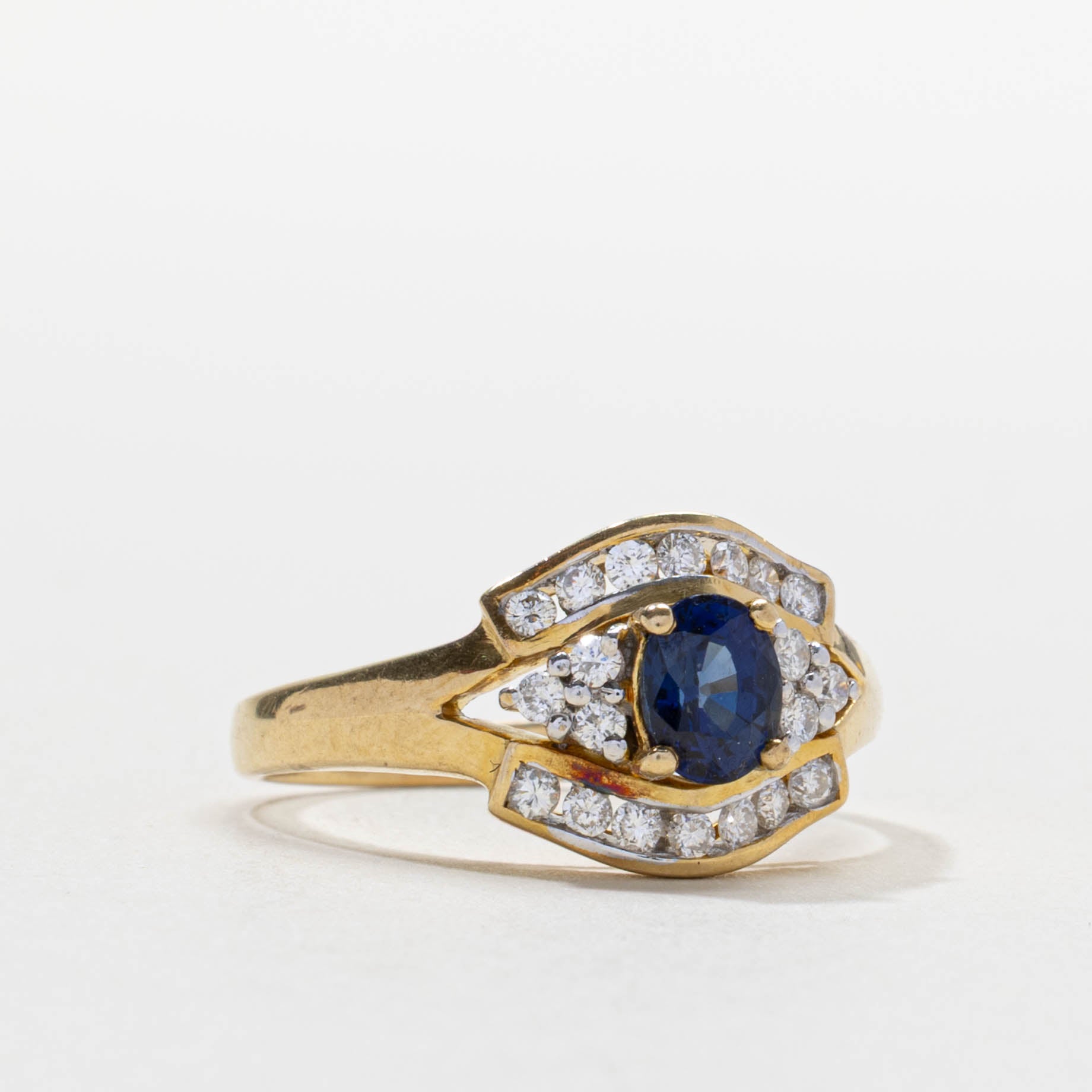 18k Synthetic Sapphire & Natural Diamond Accented Ring | SZ 8.25
