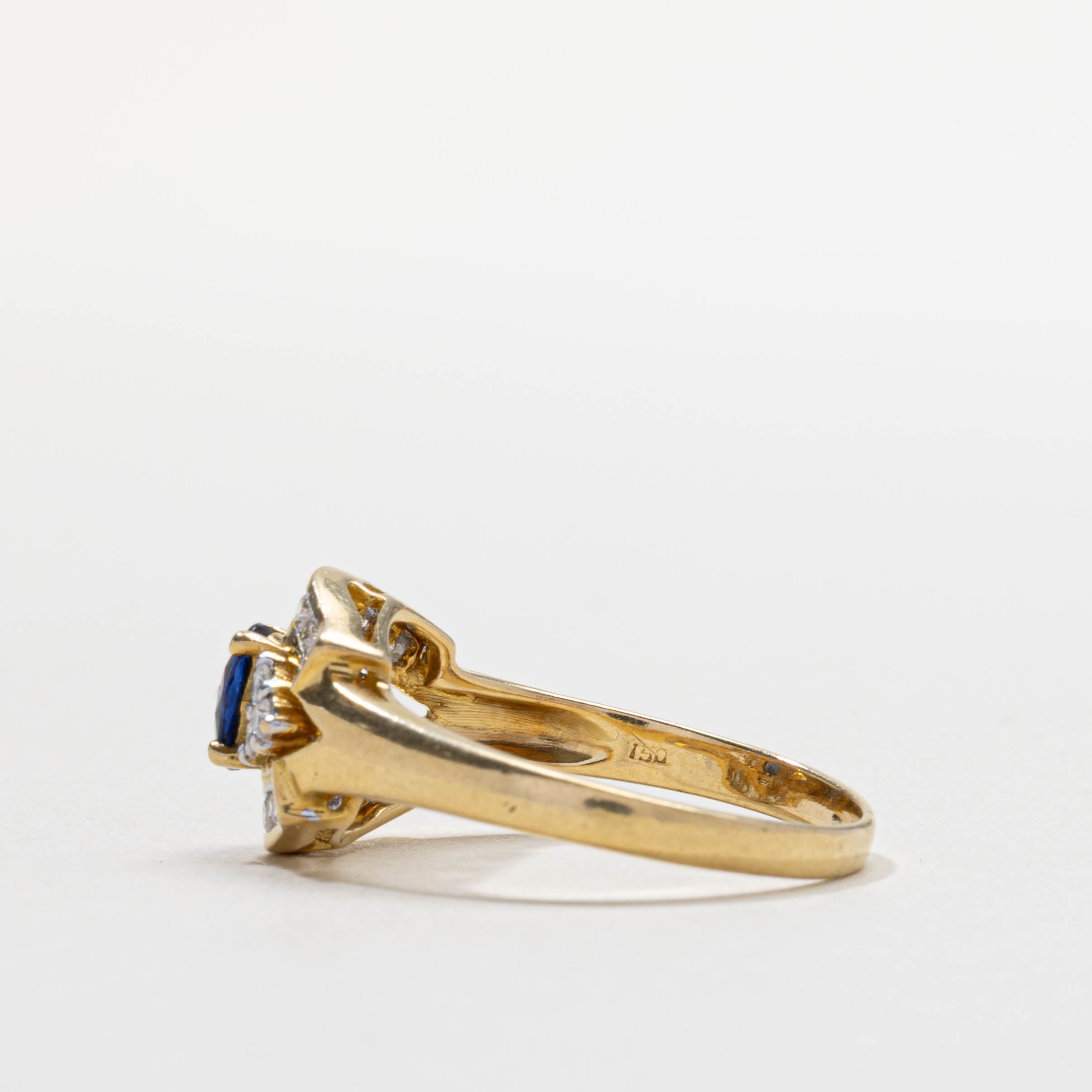 18k Synthetic Sapphire & Natural Diamond Accented Ring | SZ 8.25