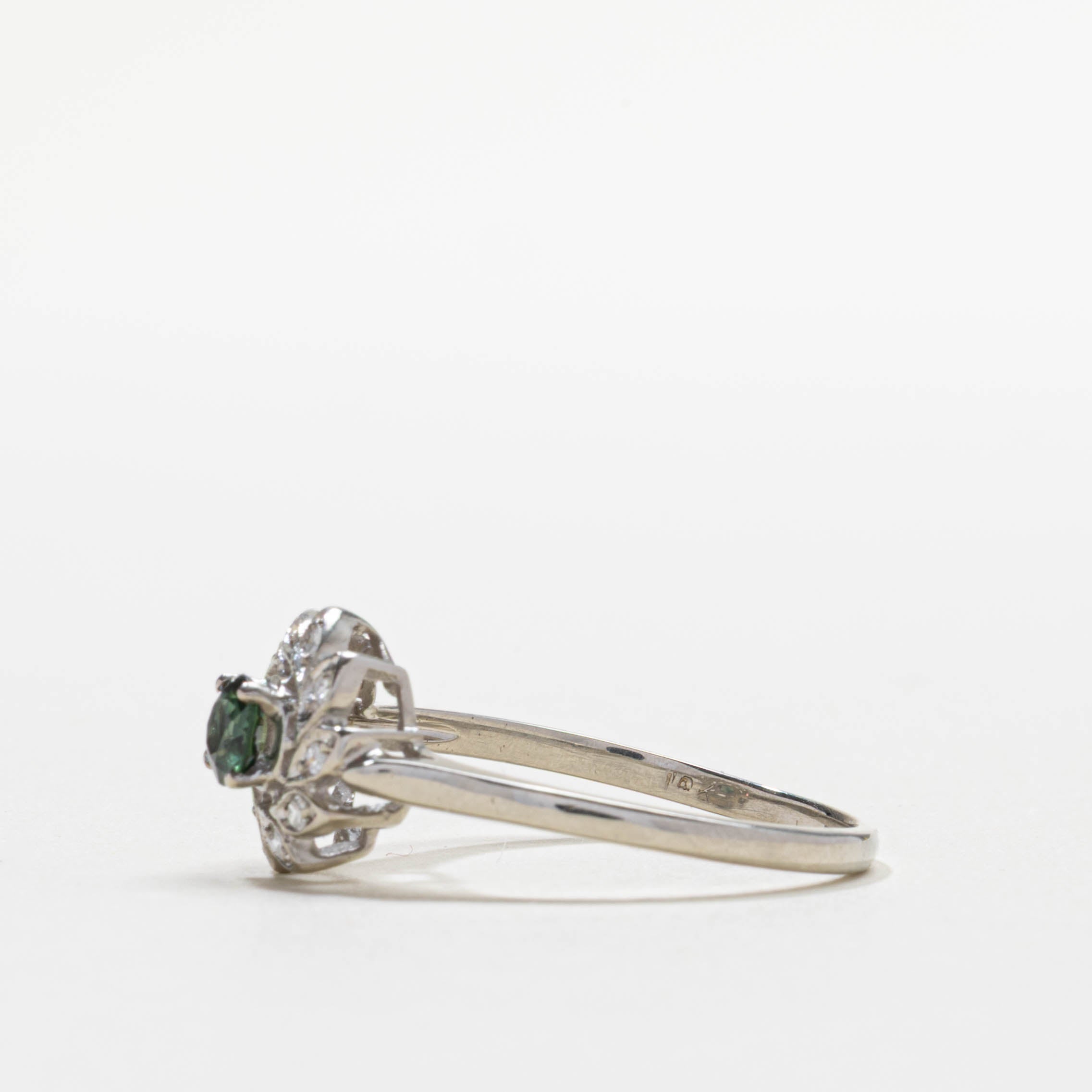 'Courtship' 10k Green Sapphire & Diamond Floral Ring | 0.38ct, 0.06ctw | SZ 10