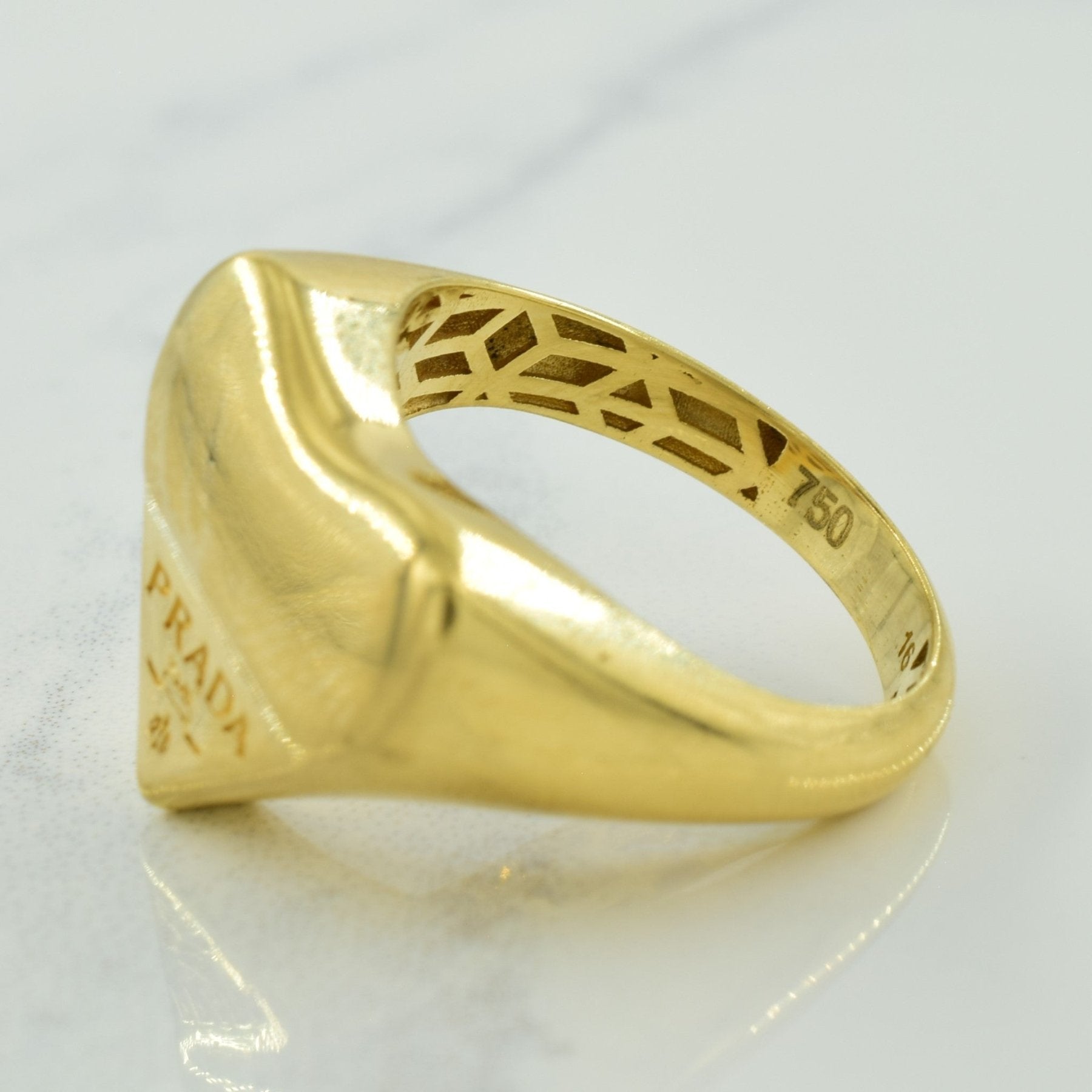 'Prada' 18k Yellow Gold Heart Ring | SZ 7.5 | price check - 100 Ways