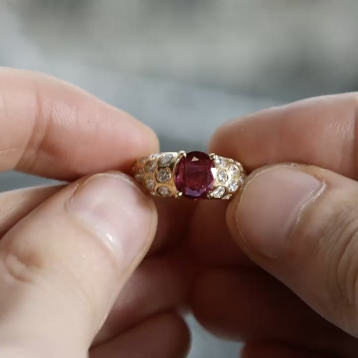 Vintage Ruby & Diamond Accented Ring | 0.75ct, 0.80ctw | SZ 3.5