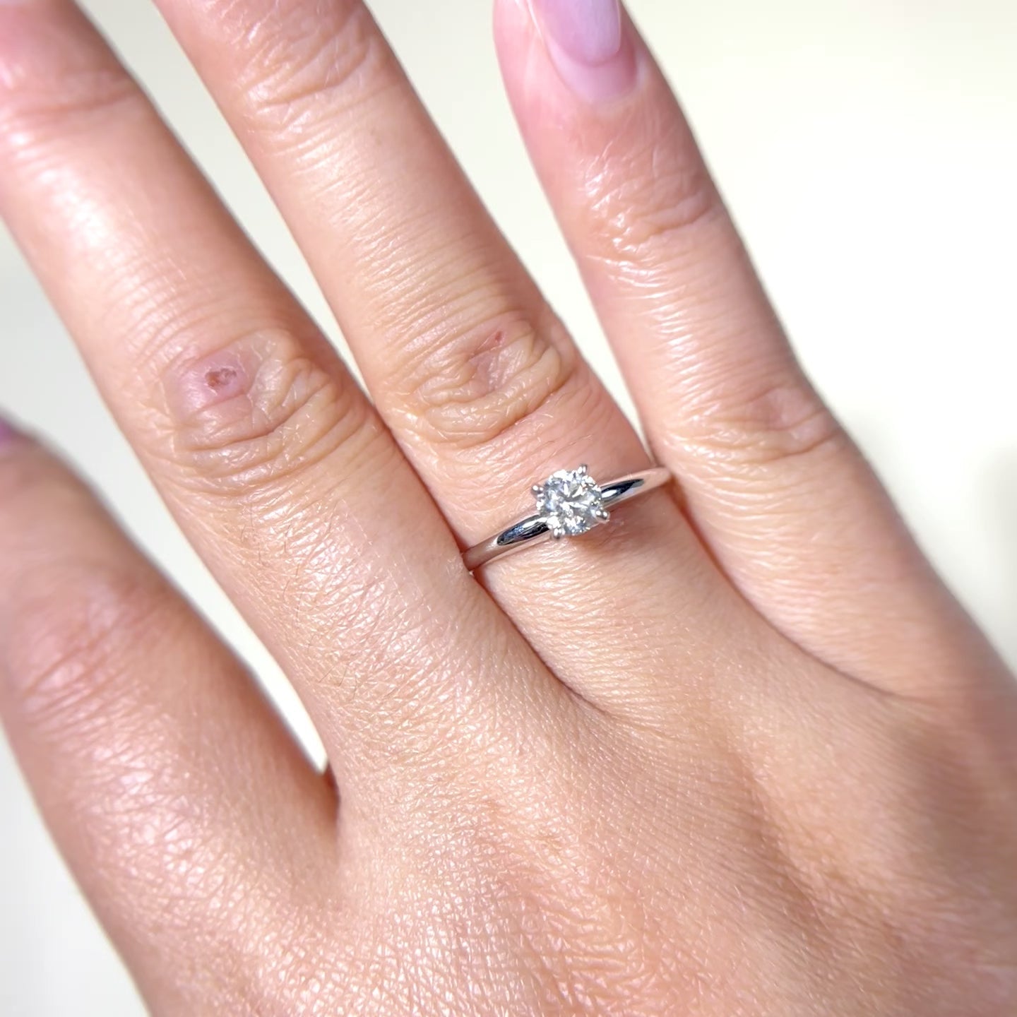 14k White Gold Diamond Engagement Ring 0.47ct I1 J SZ 7