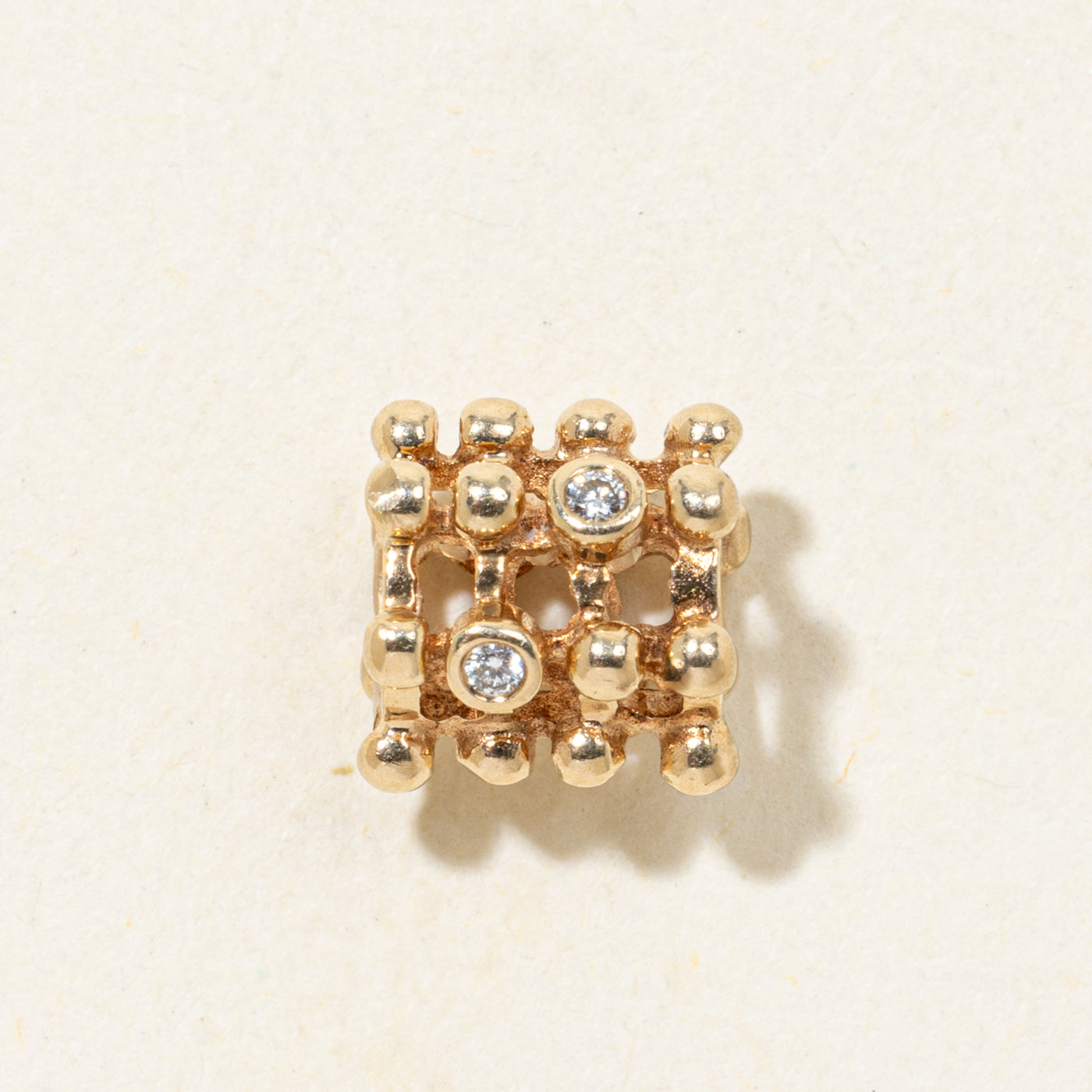 Bezel Set Diamond Textured Cylindrical Charm