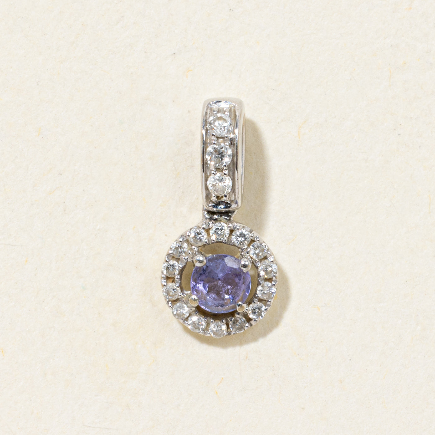 18k Tanzanite & Diamond Halo Pendant
