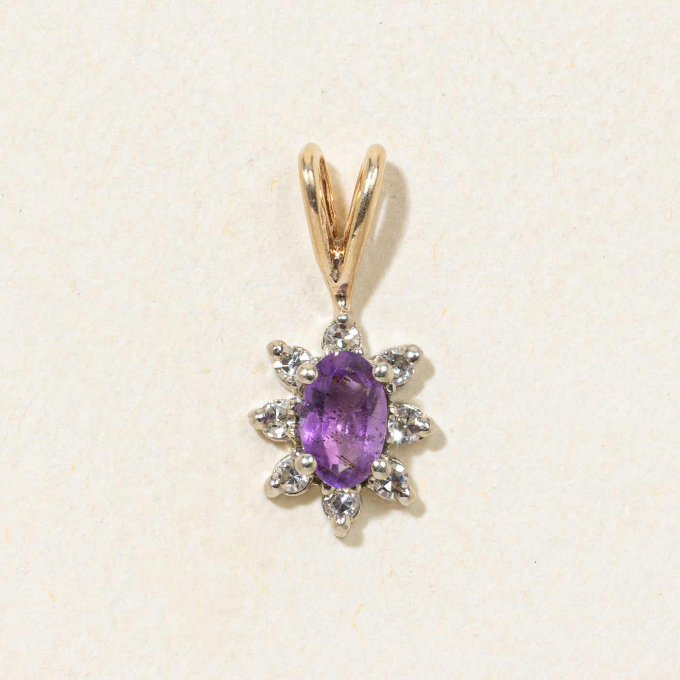 Pendentif pétale en améthyste et diamant