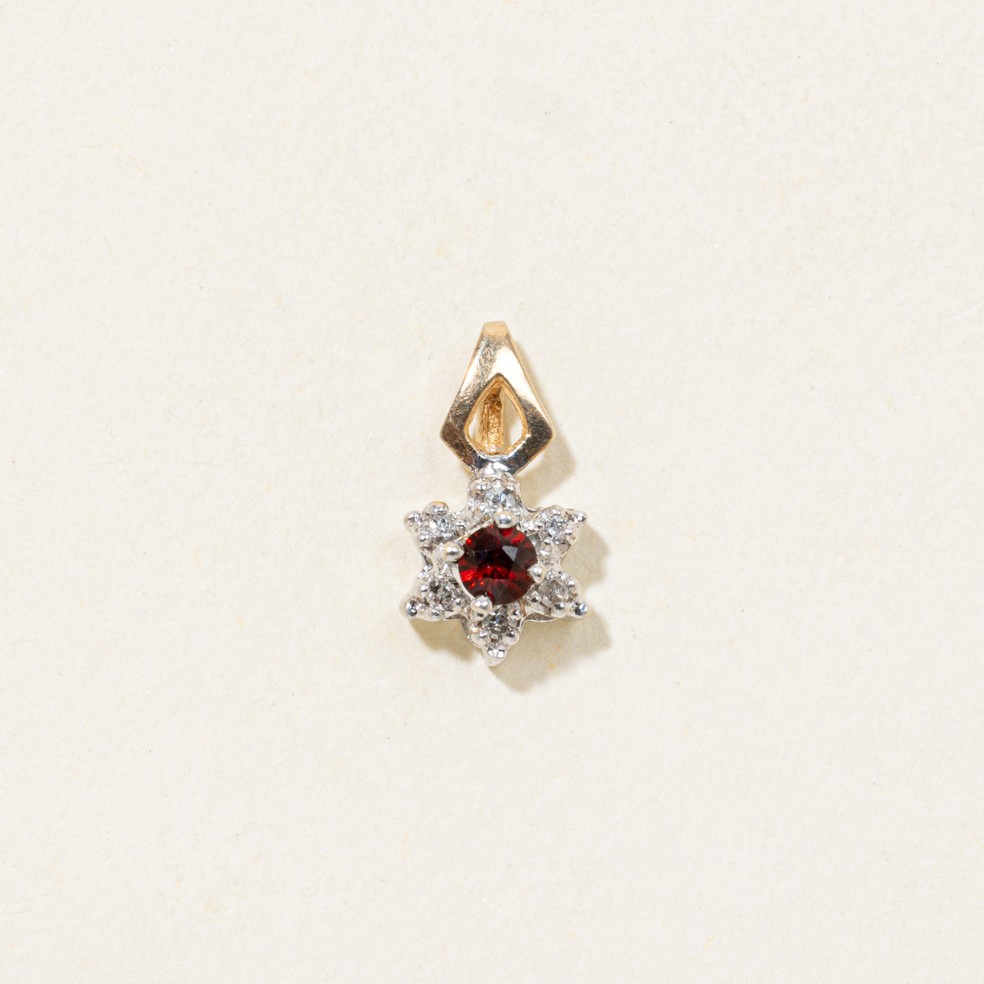 Garnet & Diamond Petal Halo Pendant