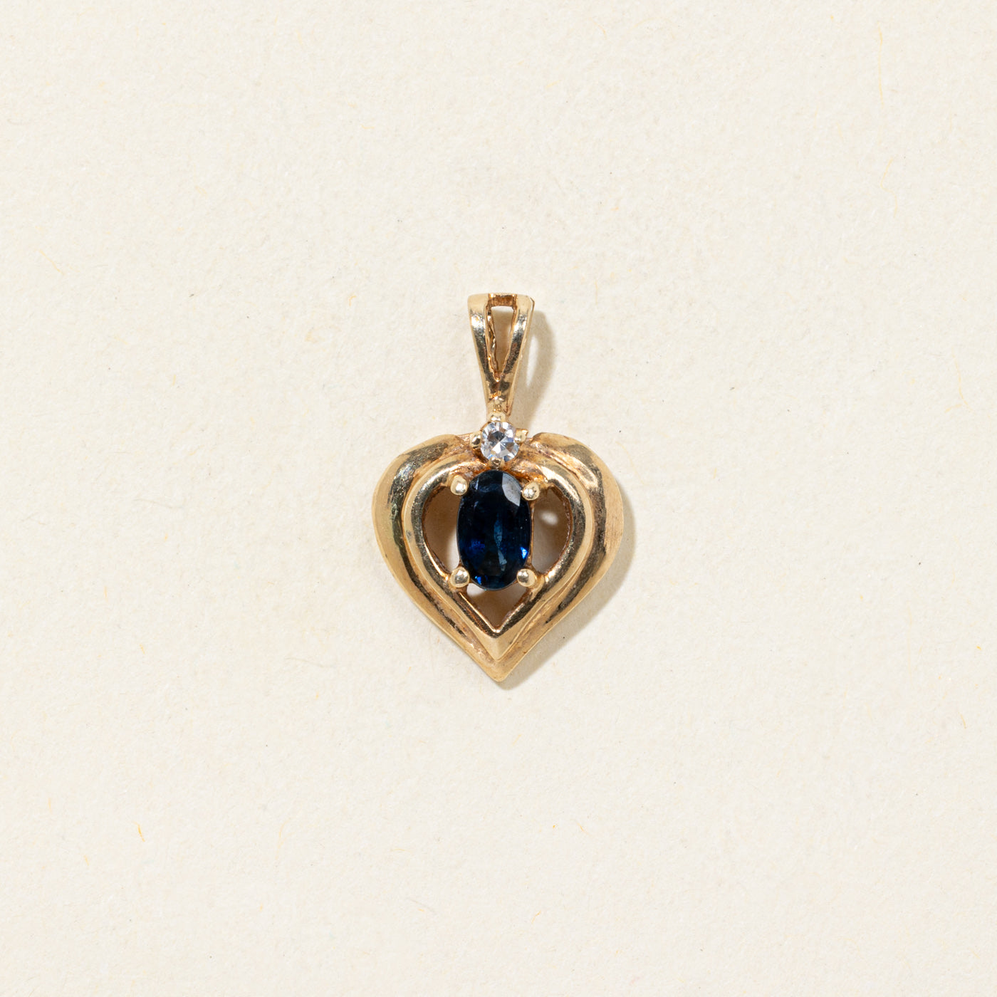 Sapphire & Diamond Heart Pendant