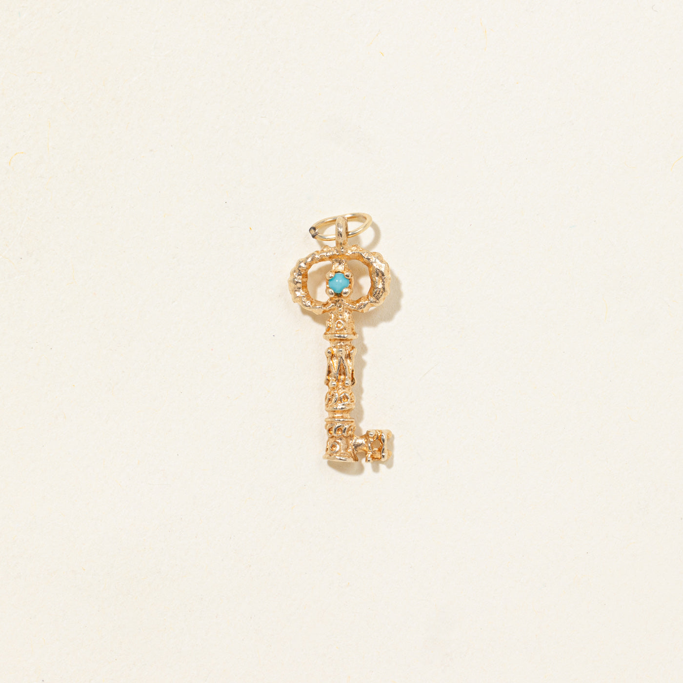 Turquoise Textured Key Charm