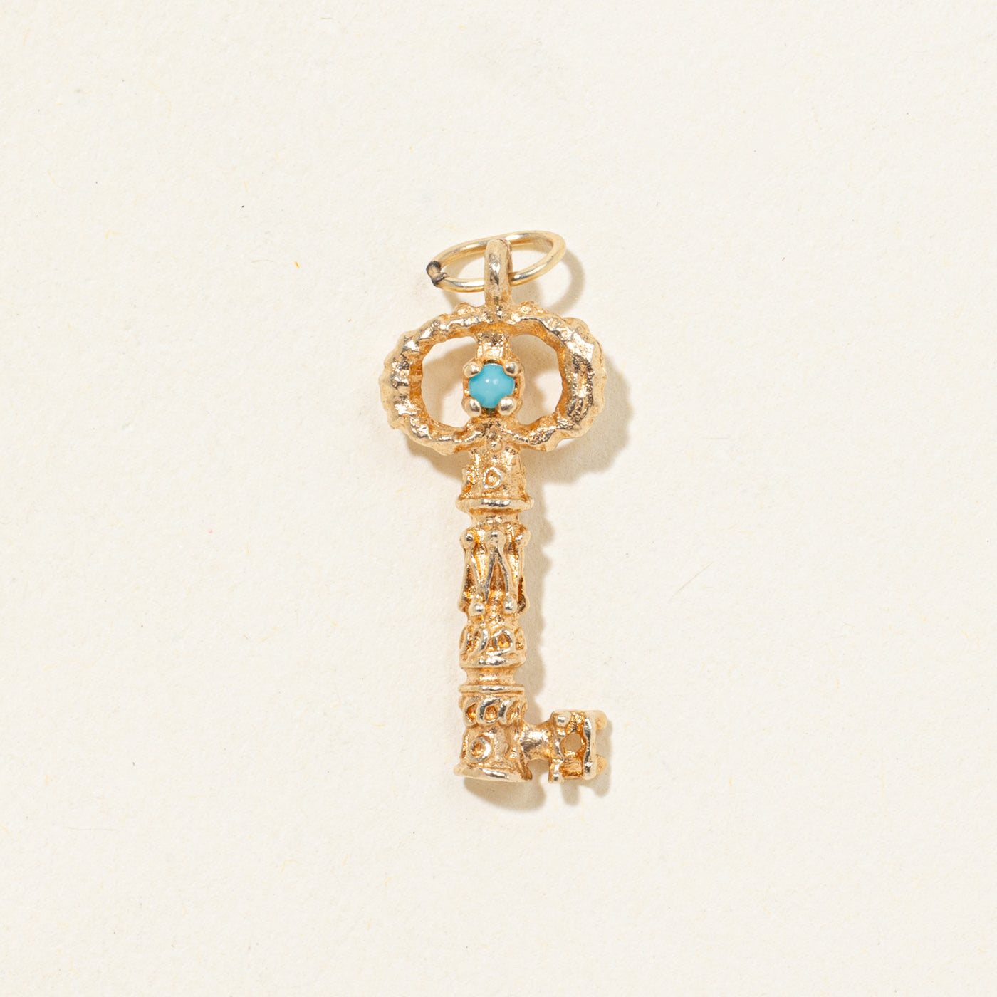 Turquoise Textured Key Charm